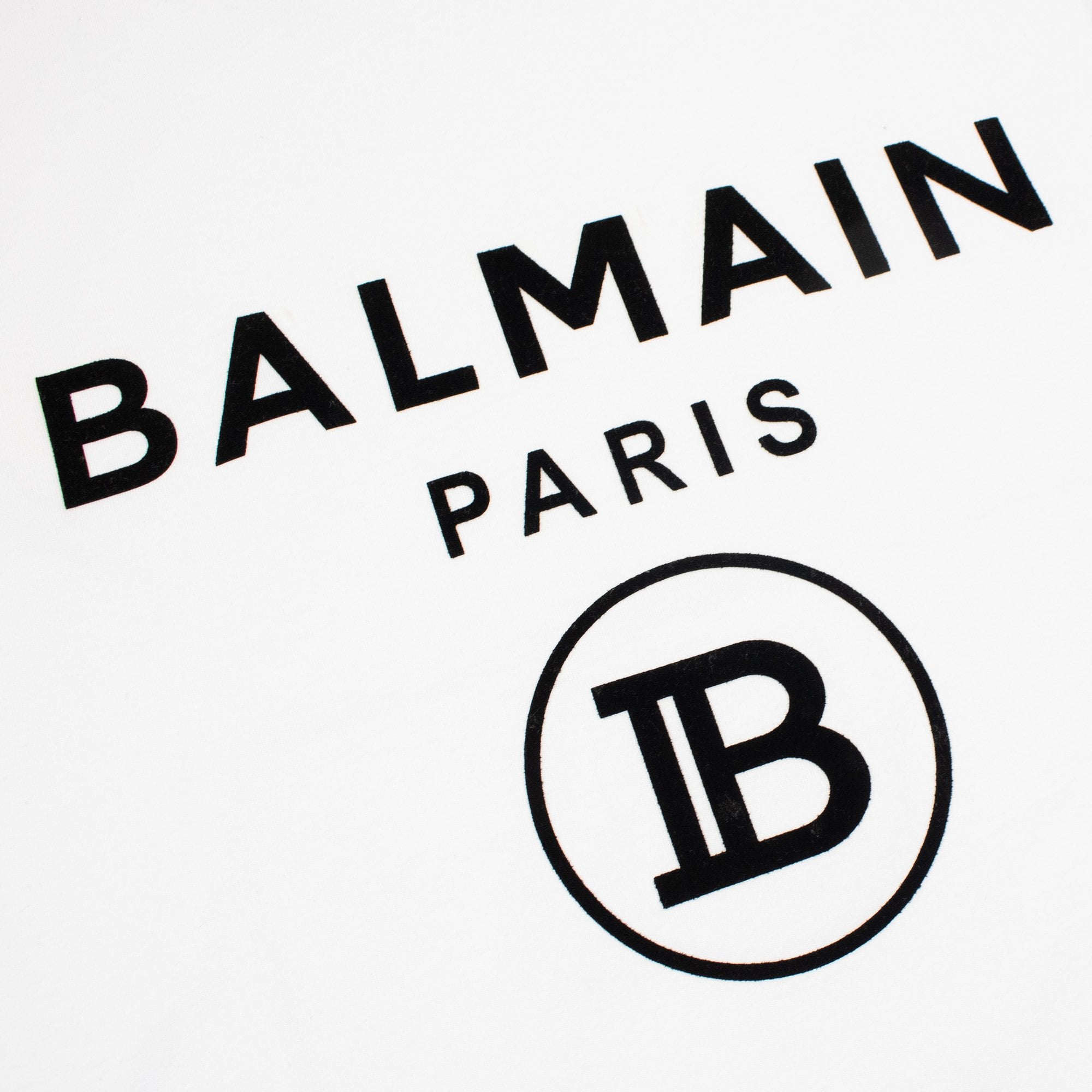 Balmain Printed White Velvet Logo T Shirt White