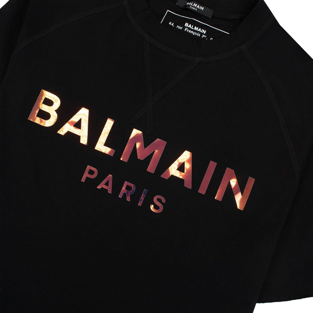 Balmain Paris Metalic Logo T Shirt Black