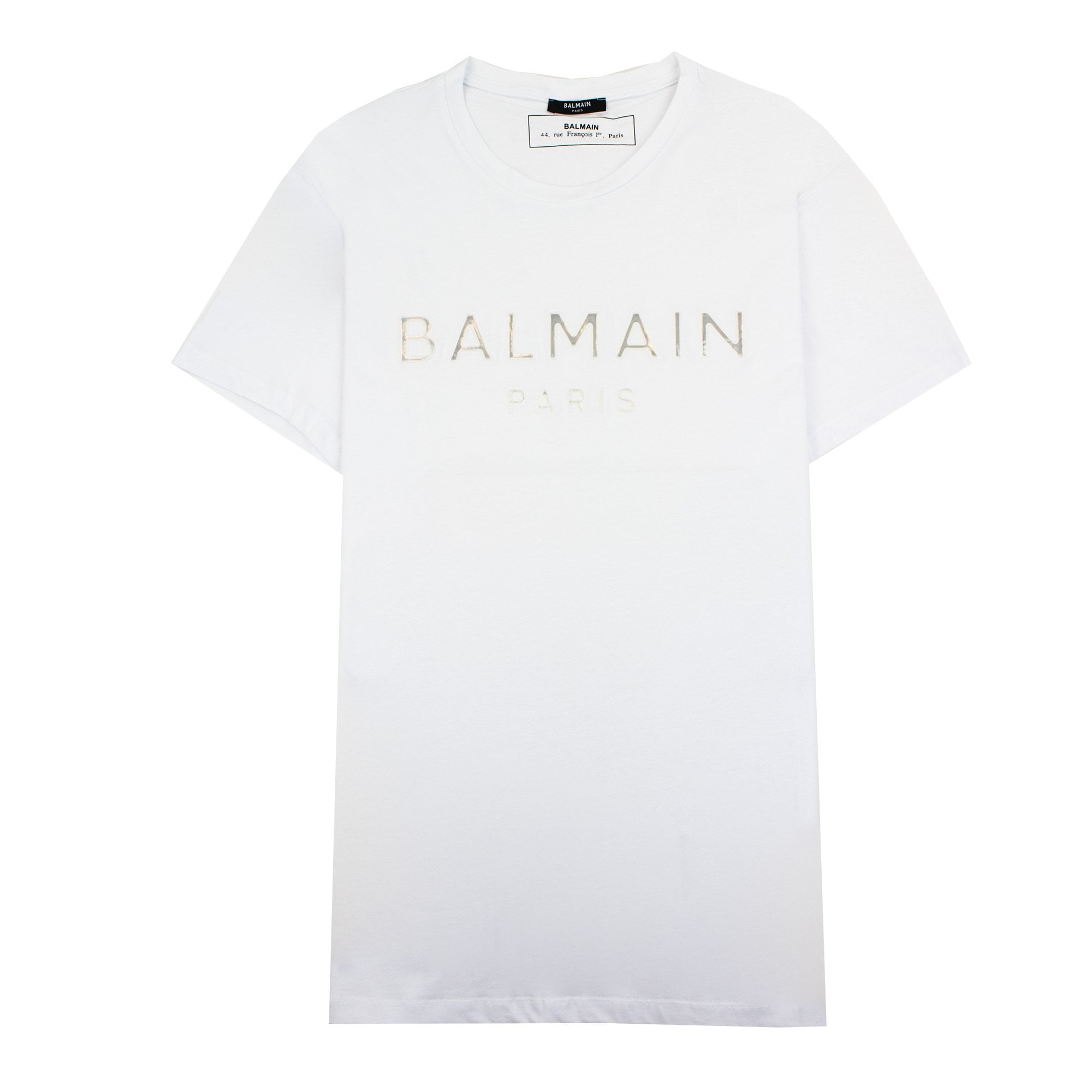Balmain Reflective Paris Logo T Shirt White