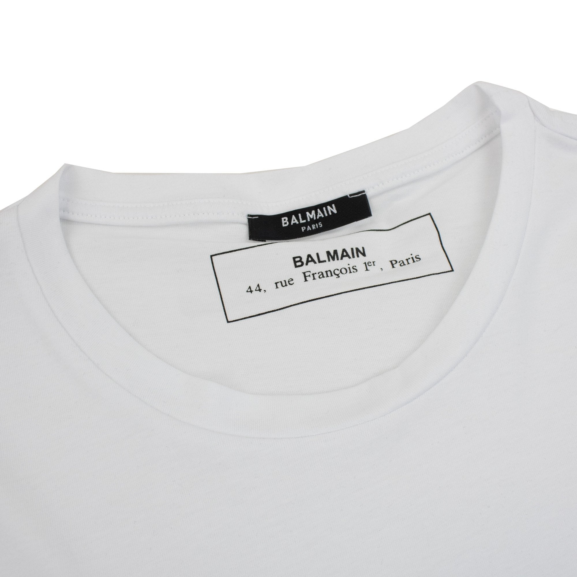 Balmain Reflective Paris Logo T Shirt White