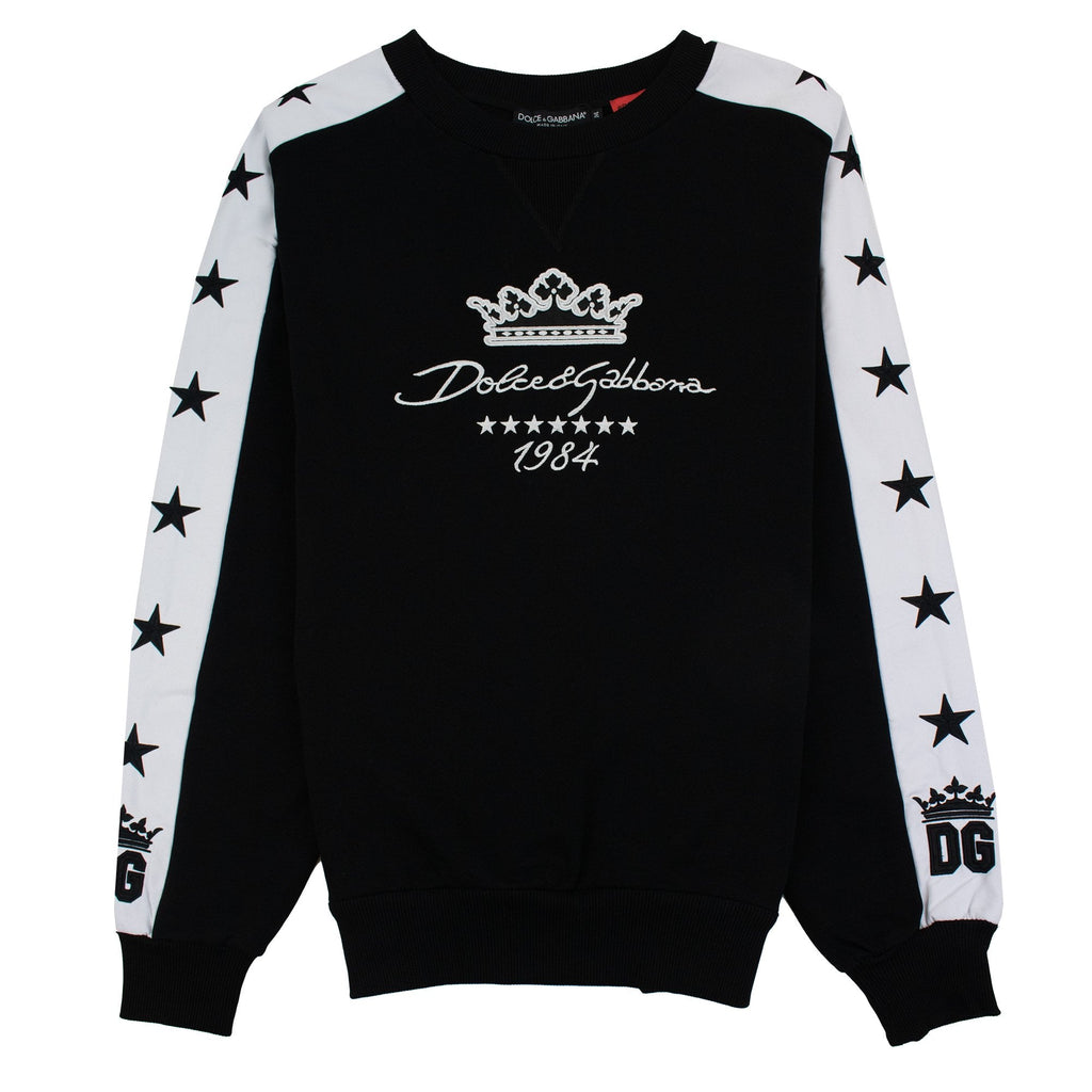 Dolce & Gabbana Embroidered Crown Since 1984 Crewneck Sweatshirt Black