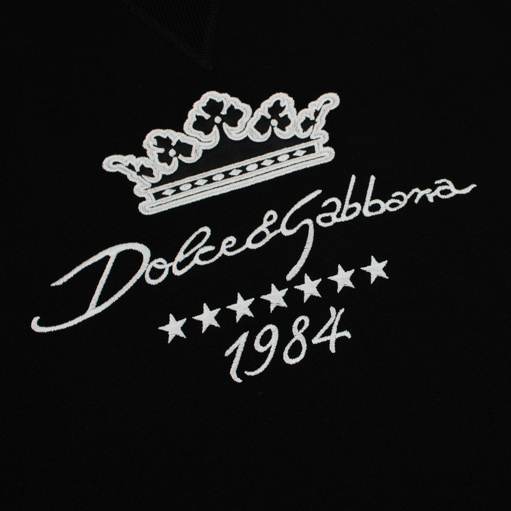 Dolce & Gabbana Embroidered Crown Since 1984 Crewneck Sweatshirt Black
