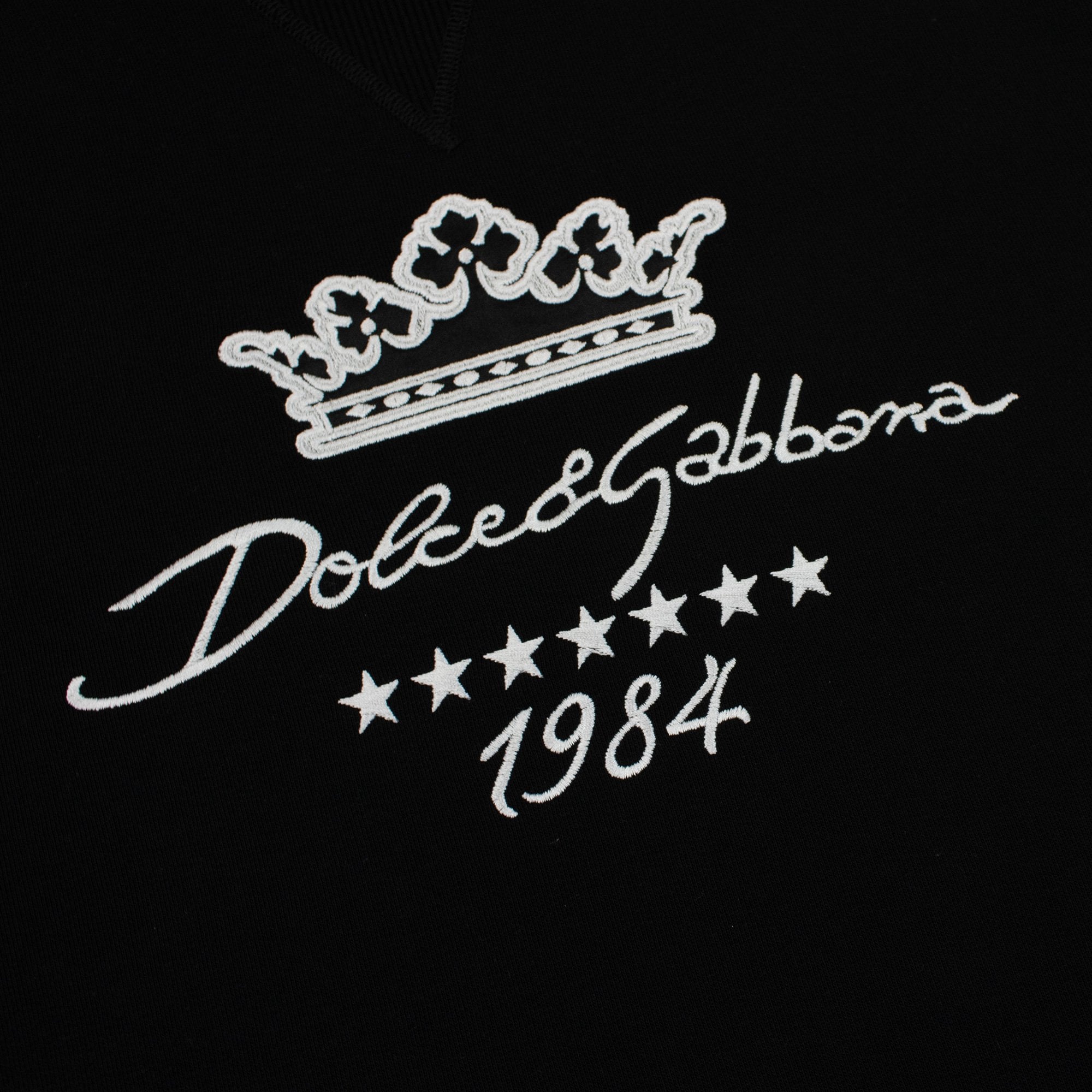Dolce & Gabbana Embroidered Crown Since 1984 Crewneck Sweatshirt Black