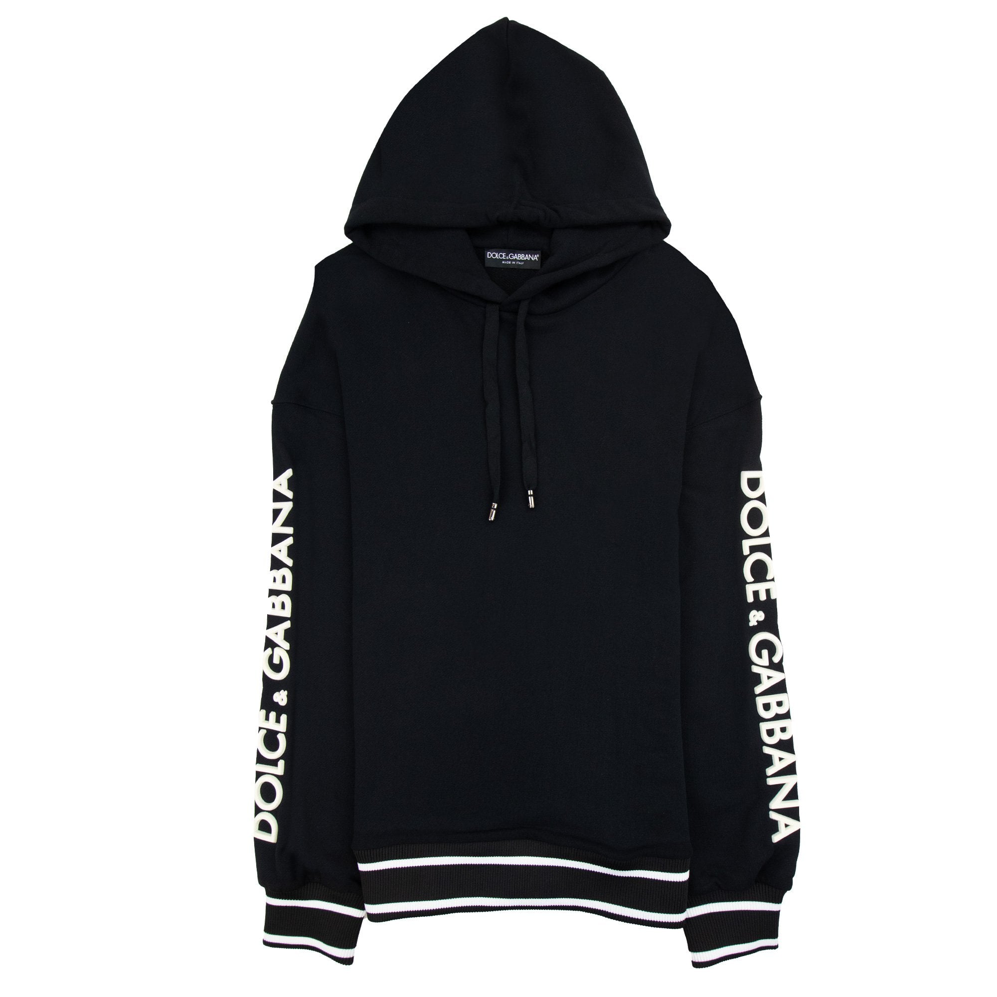 Dolce & Gabbana Embossed Logo Hoodied Sweatshirt Black