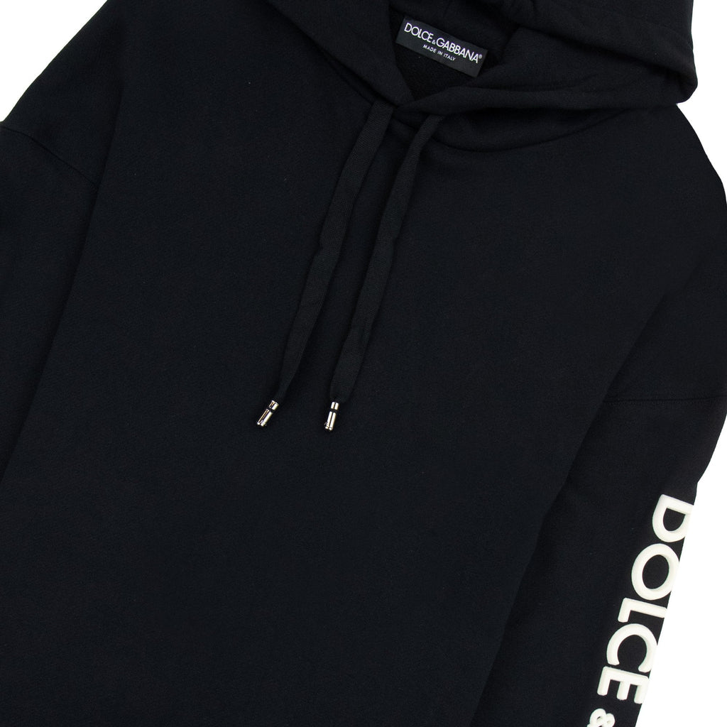 Dolce & Gabbana Embossed Logo Hoodied Sweatshirt Black