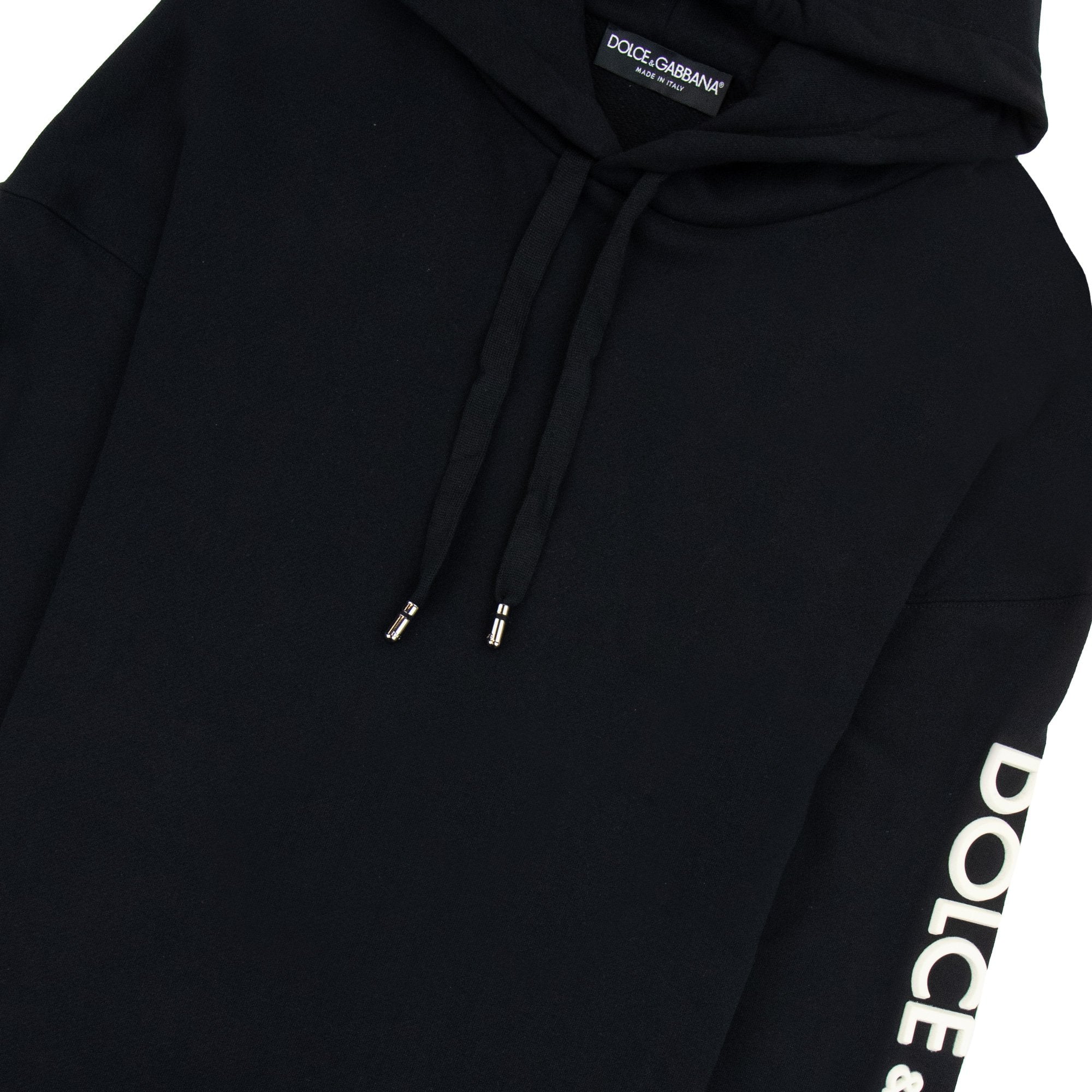 Dolce & Gabbana Embossed Logo Hoodied Sweatshirt Black