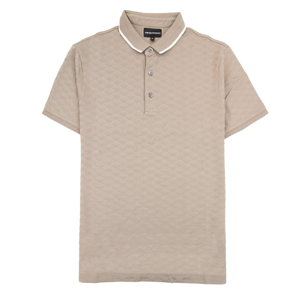Emporio Armani All Over Jacquard Eagle Logo Polo Brown