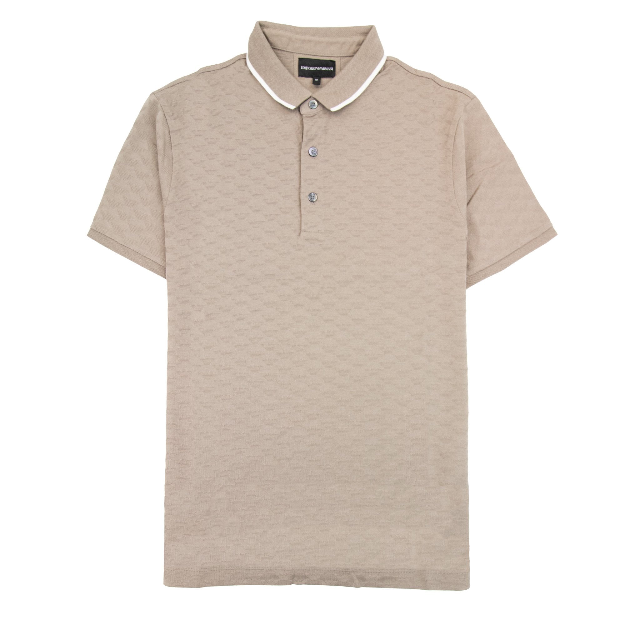 Emporio Armani All Over Jacquard Eagle Logo Polo Brown