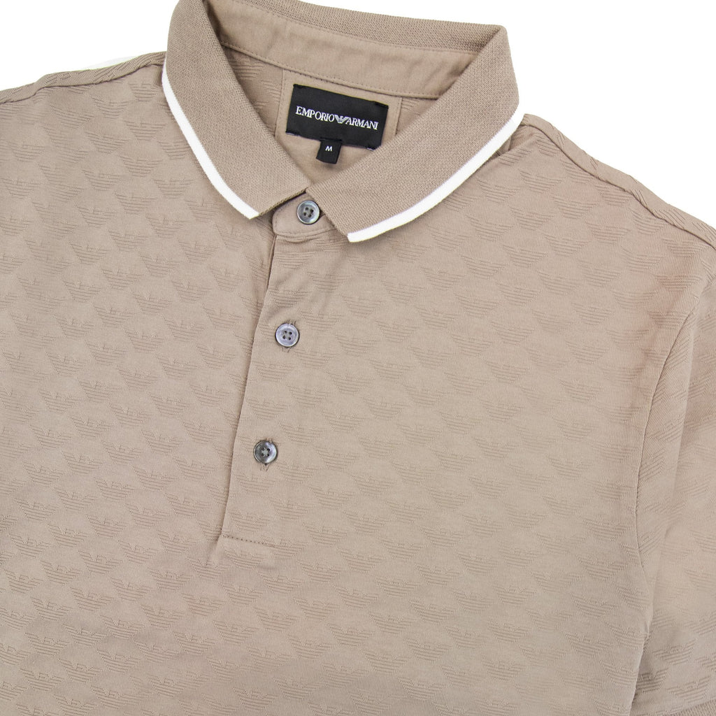 Emporio Armani All Over Jacquard Eagle Logo Polo Brown
