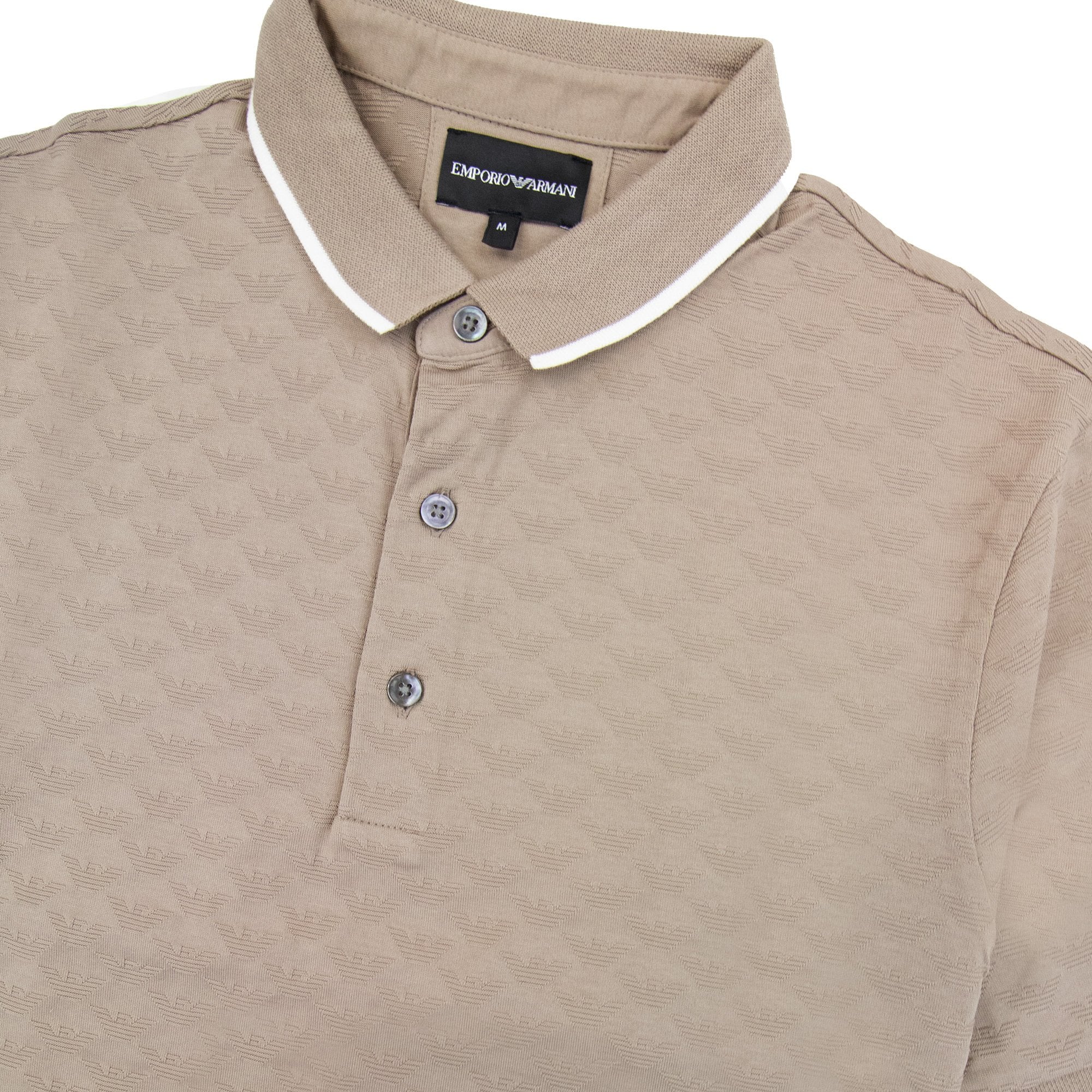 Emporio Armani All Over Jacquard Eagle Logo Polo Brown