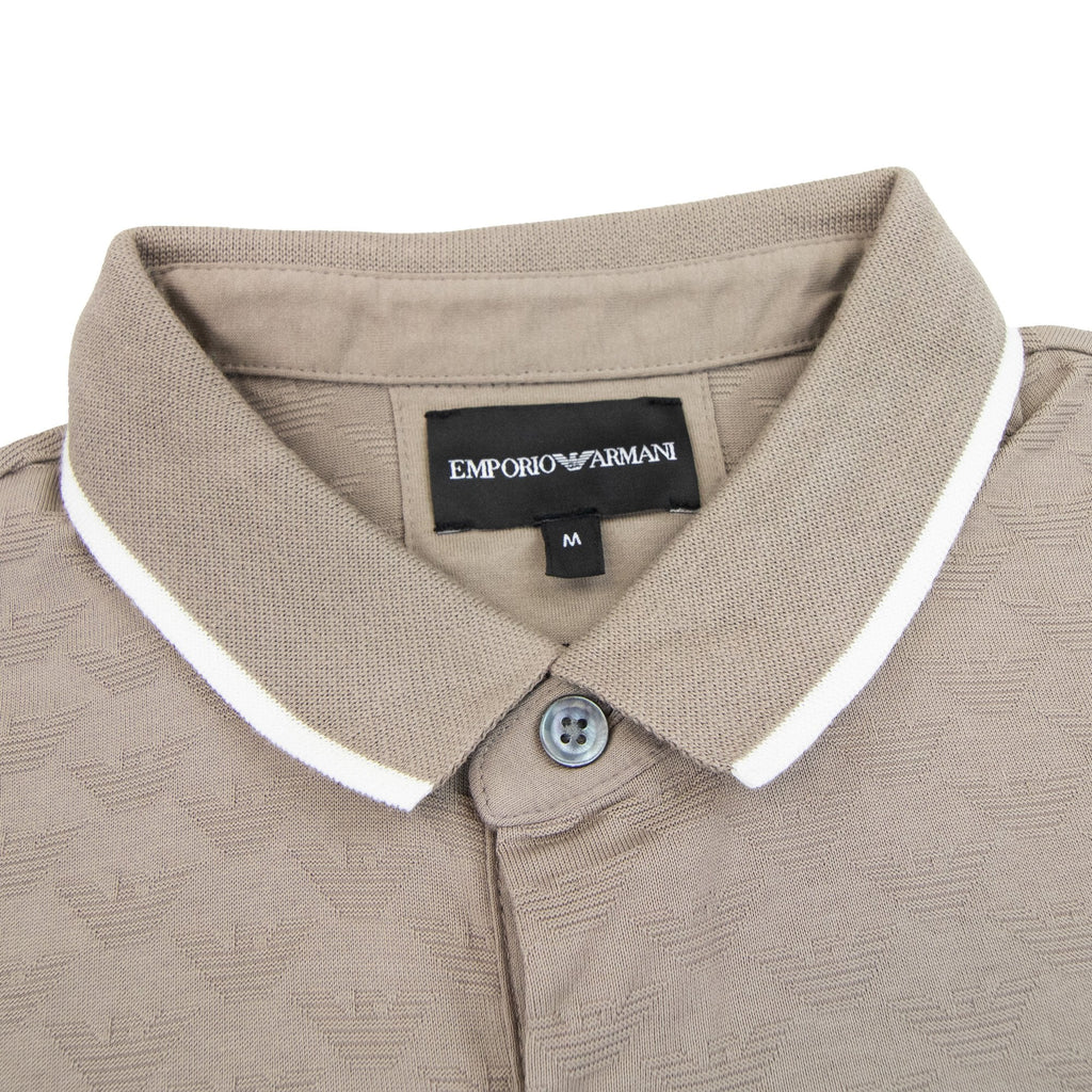 Emporio Armani All Over Jacquard Eagle Logo Polo Brown