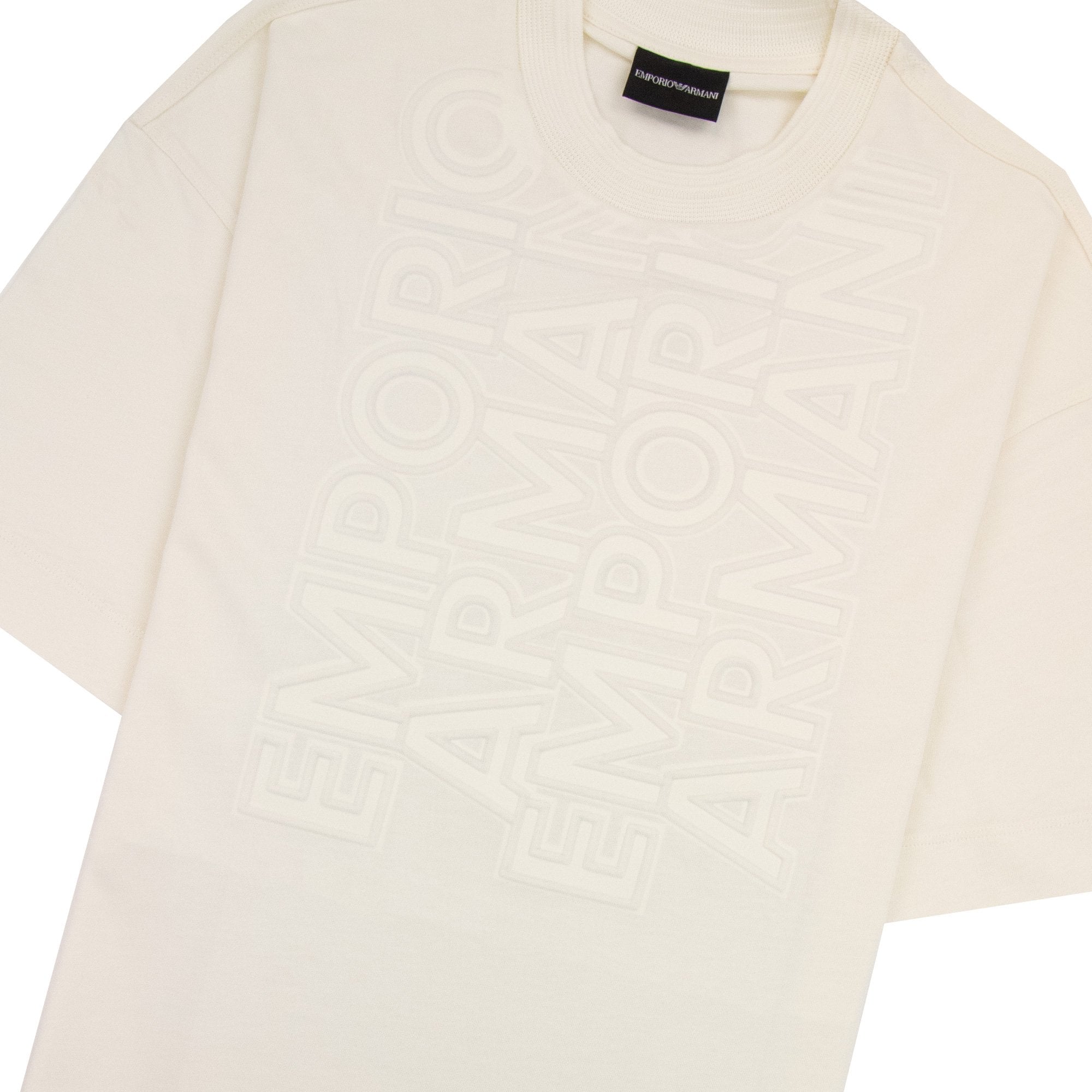 Emporio Armani Embossed Vertical Logo T Shirt White