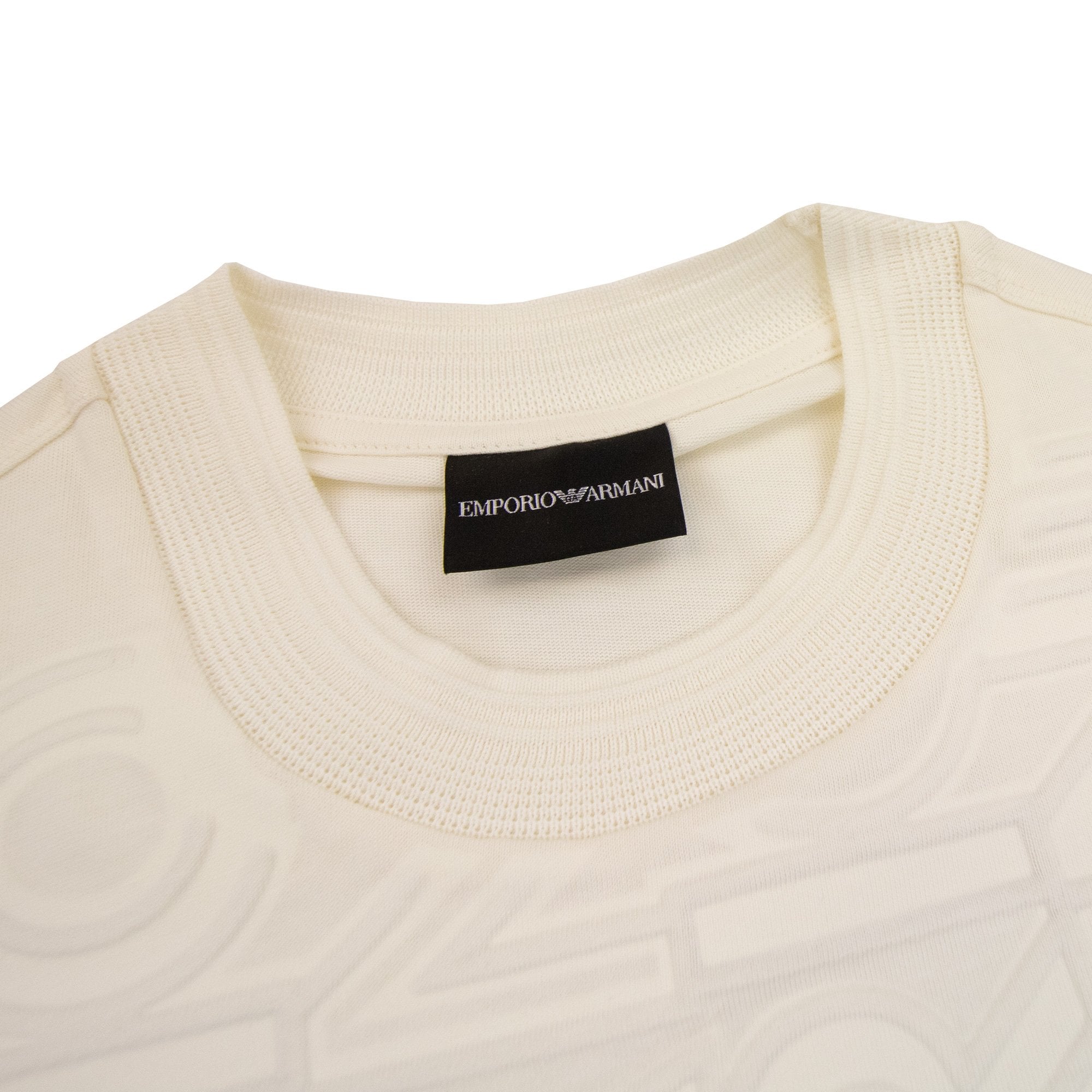 Emporio Armani Embossed Vertical Logo T Shirt White
