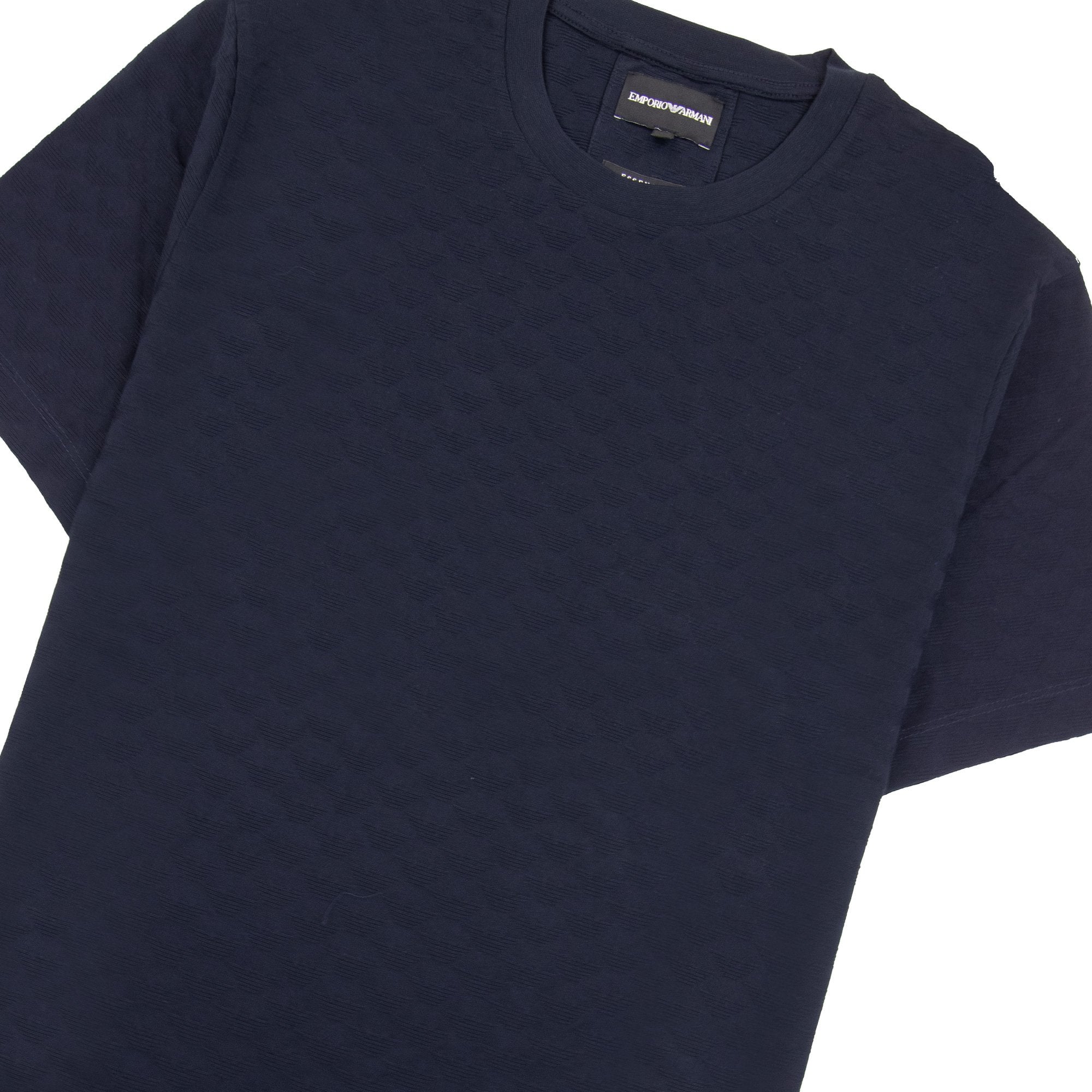 Emporio Armani All Over Jacquard Eagle Logo T Shirt Blue Navy
