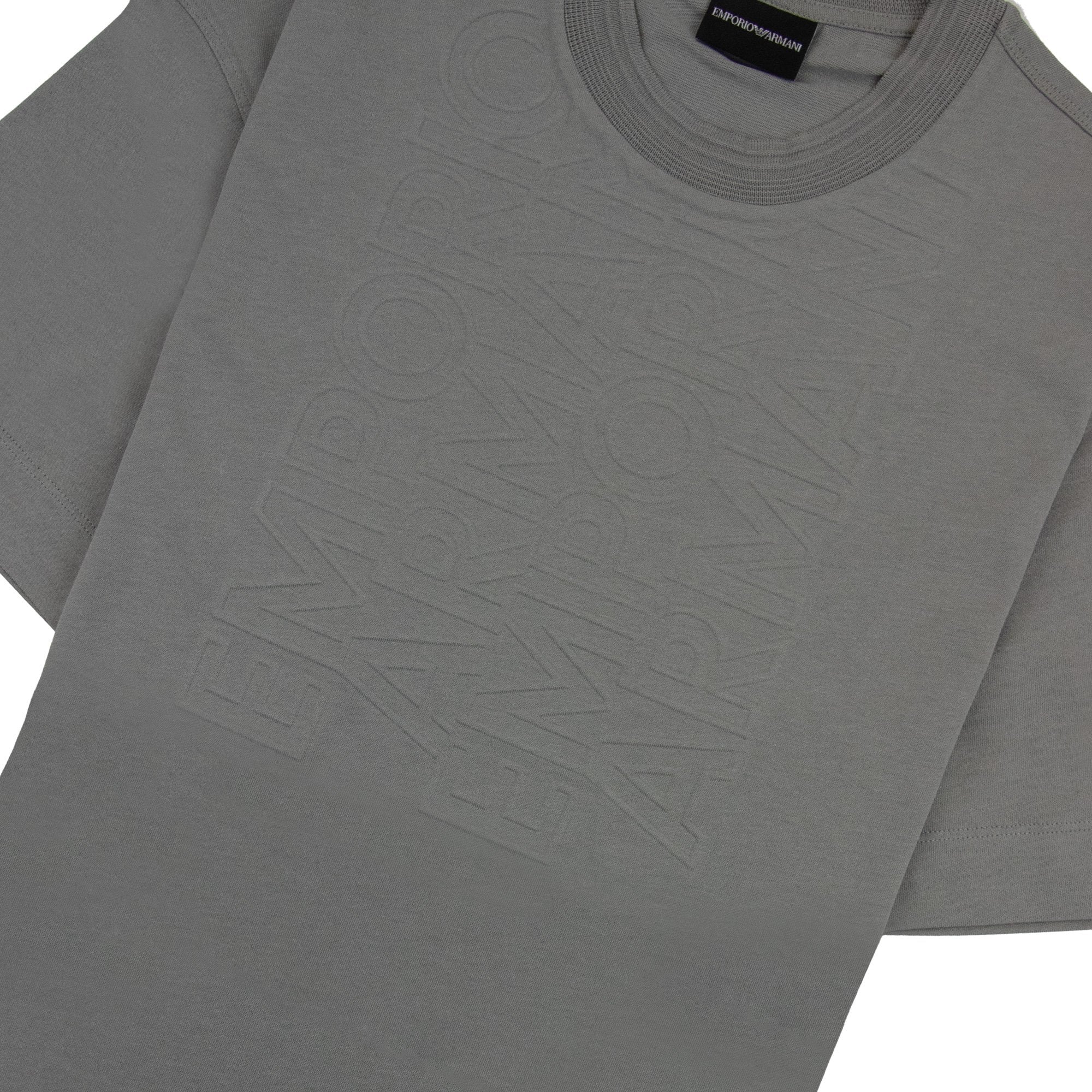 Emporio Armani Embossed Vertical Logo T Shirt Dark Grey