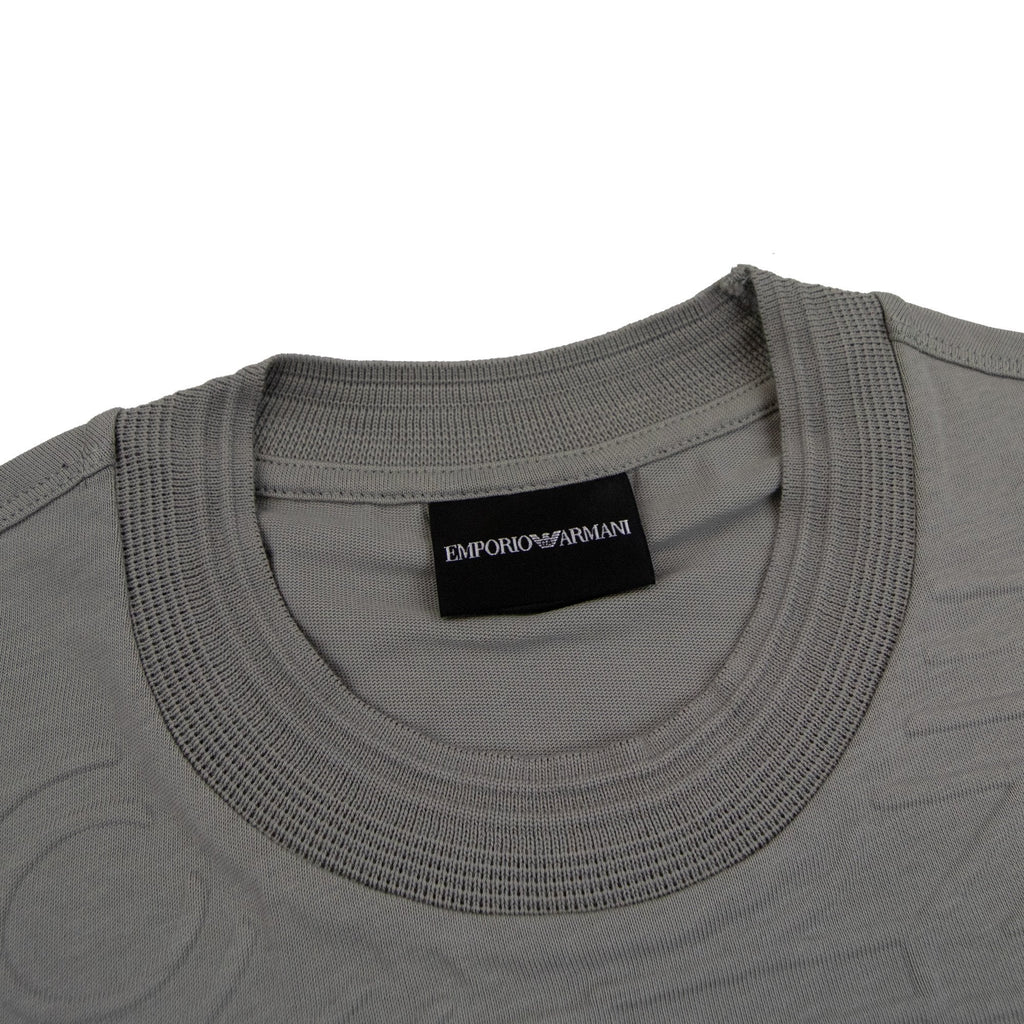 Emporio Armani Embossed Vertical Logo T Shirt Dark Grey