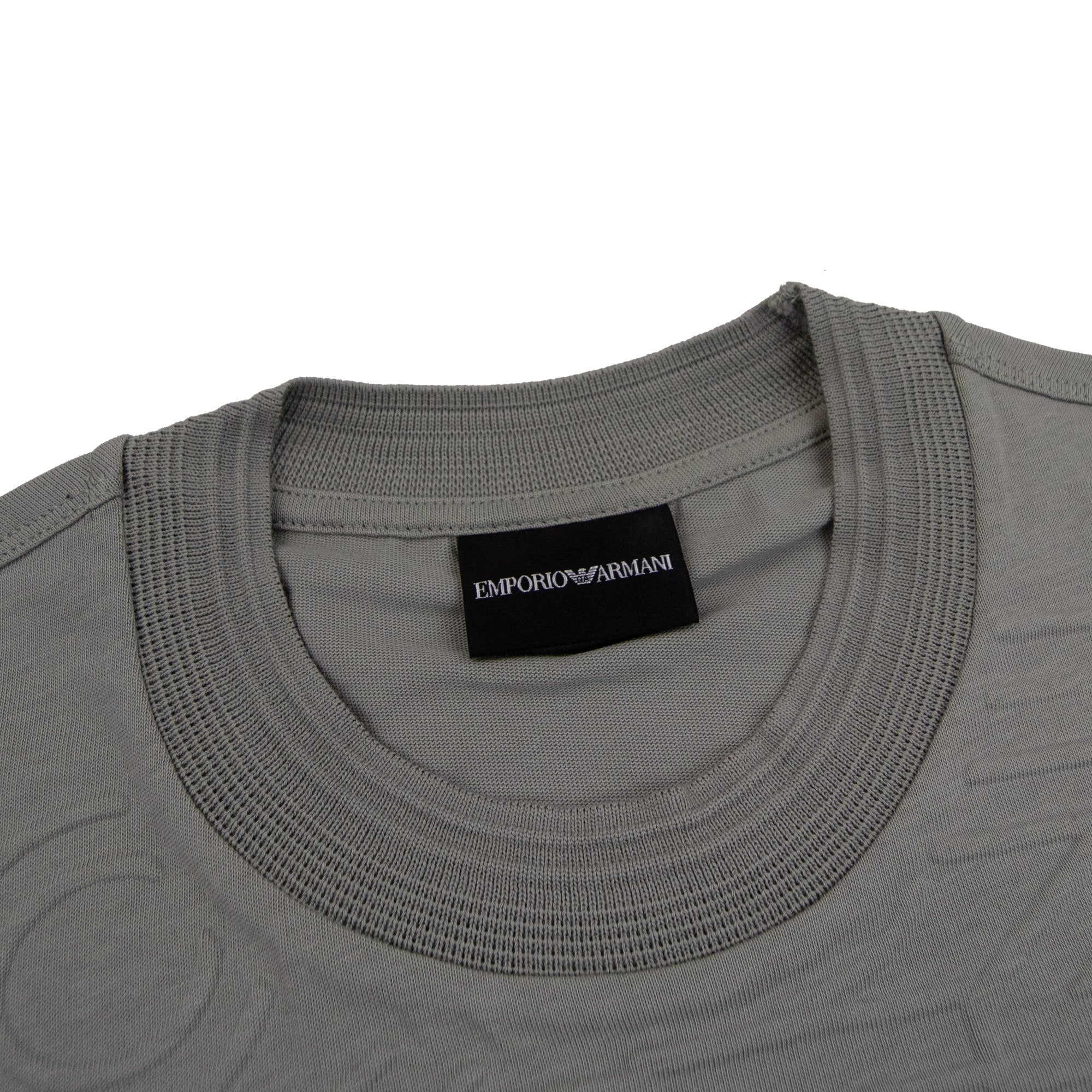 Emporio Armani Embossed Vertical Logo T Shirt Dark Grey
