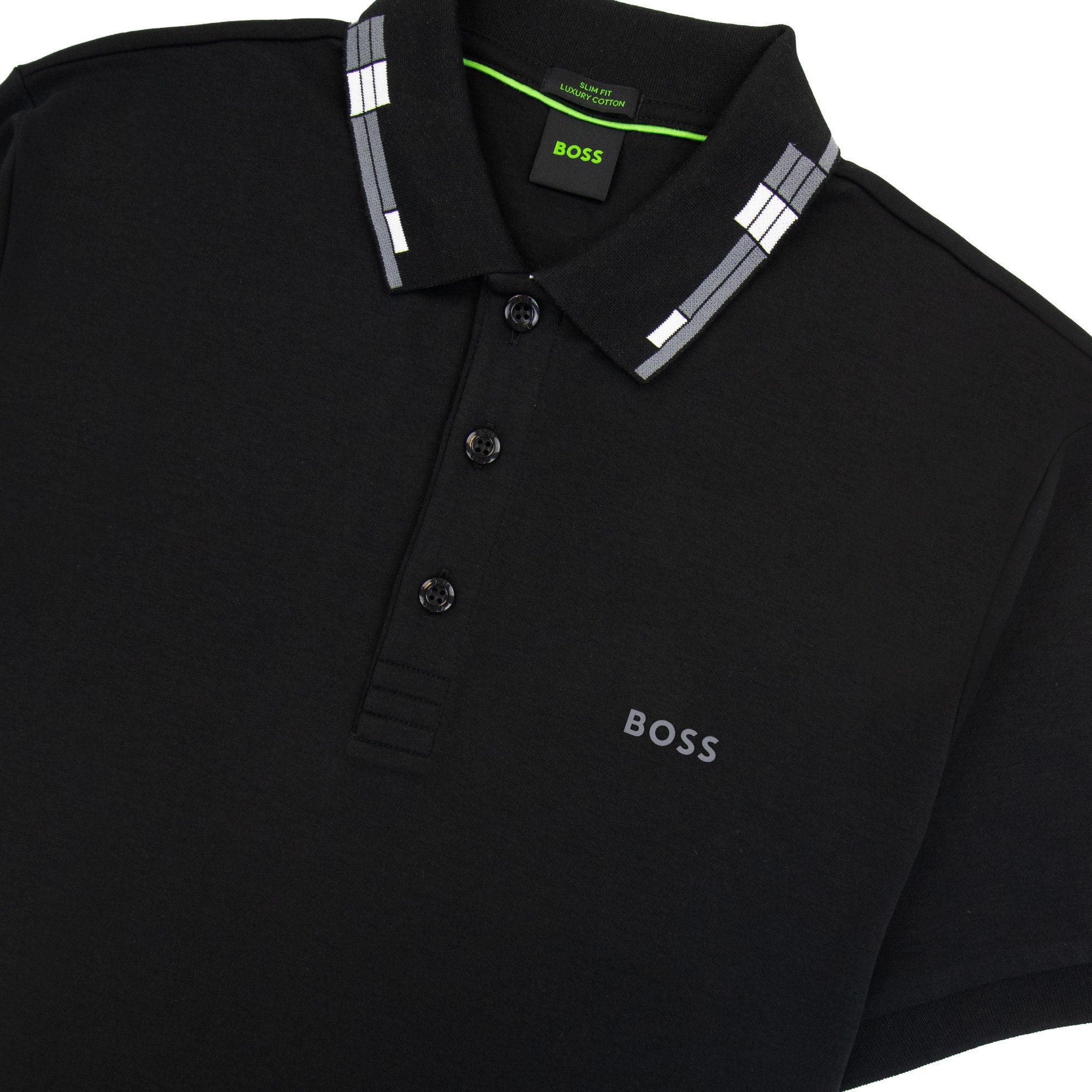 Hugo Boss Paule Slim Fit Laxury Cotton Polo Black 001