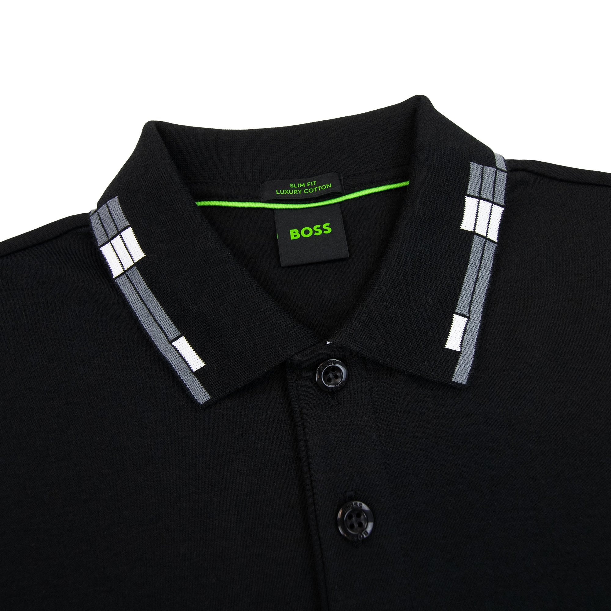 Hugo Boss Paule Slim Fit Laxury Cotton Polo Black 001