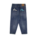 Evisu Embroidered Seagull Print Relax Fit Jeans Mid Tone Indigo