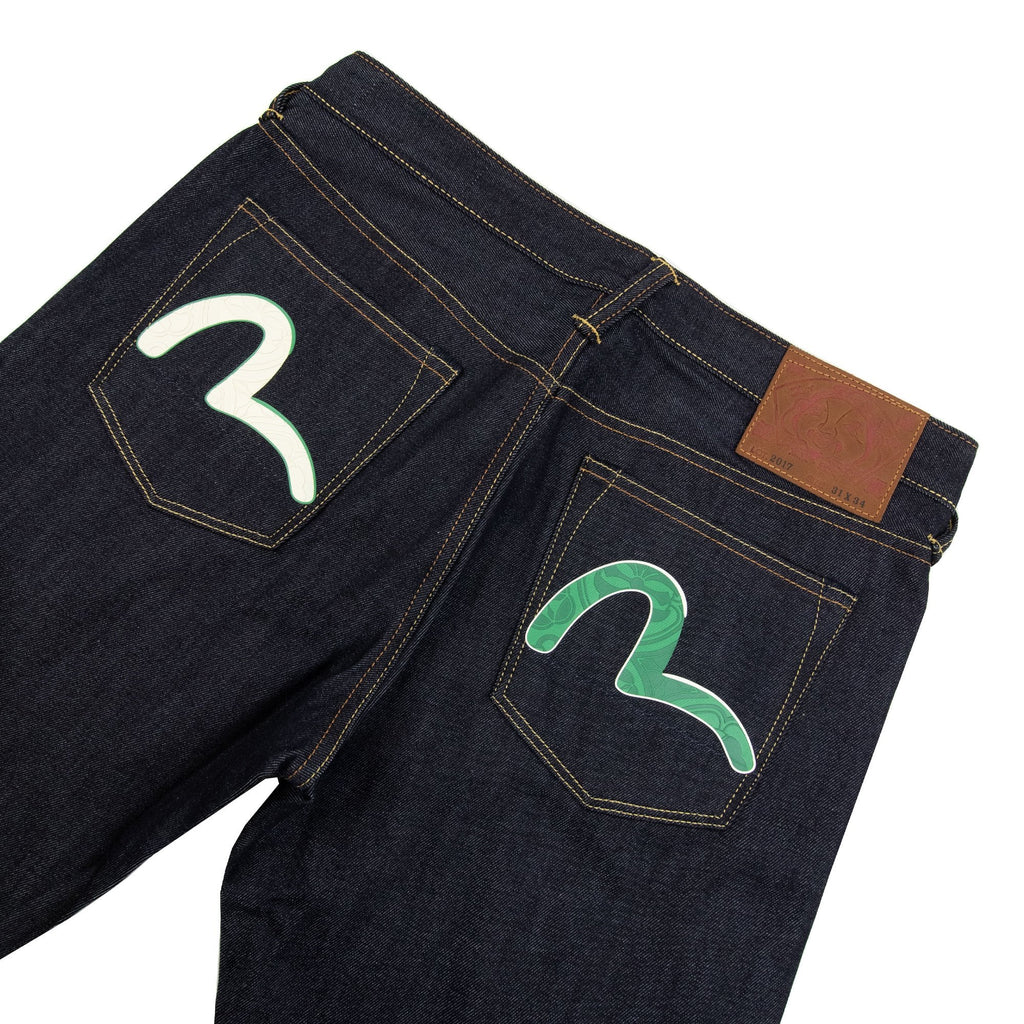 Evisu Seagull Embossed Printed Carrot Fit Jeans Indigo