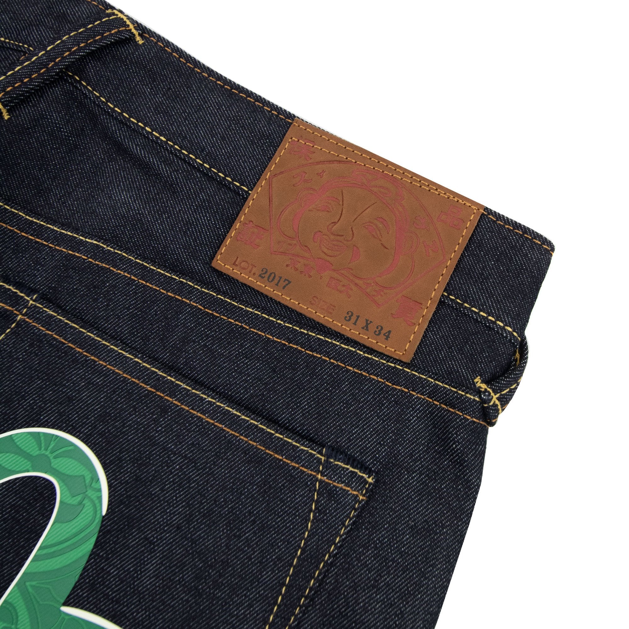 Evisu Seagull Embossed Printed Carrot Fit Jeans Indigo