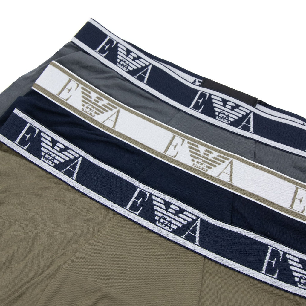 Emporio Armani 3 Pack Stretch Cotton Boxers Antrhacite Navy Khaki