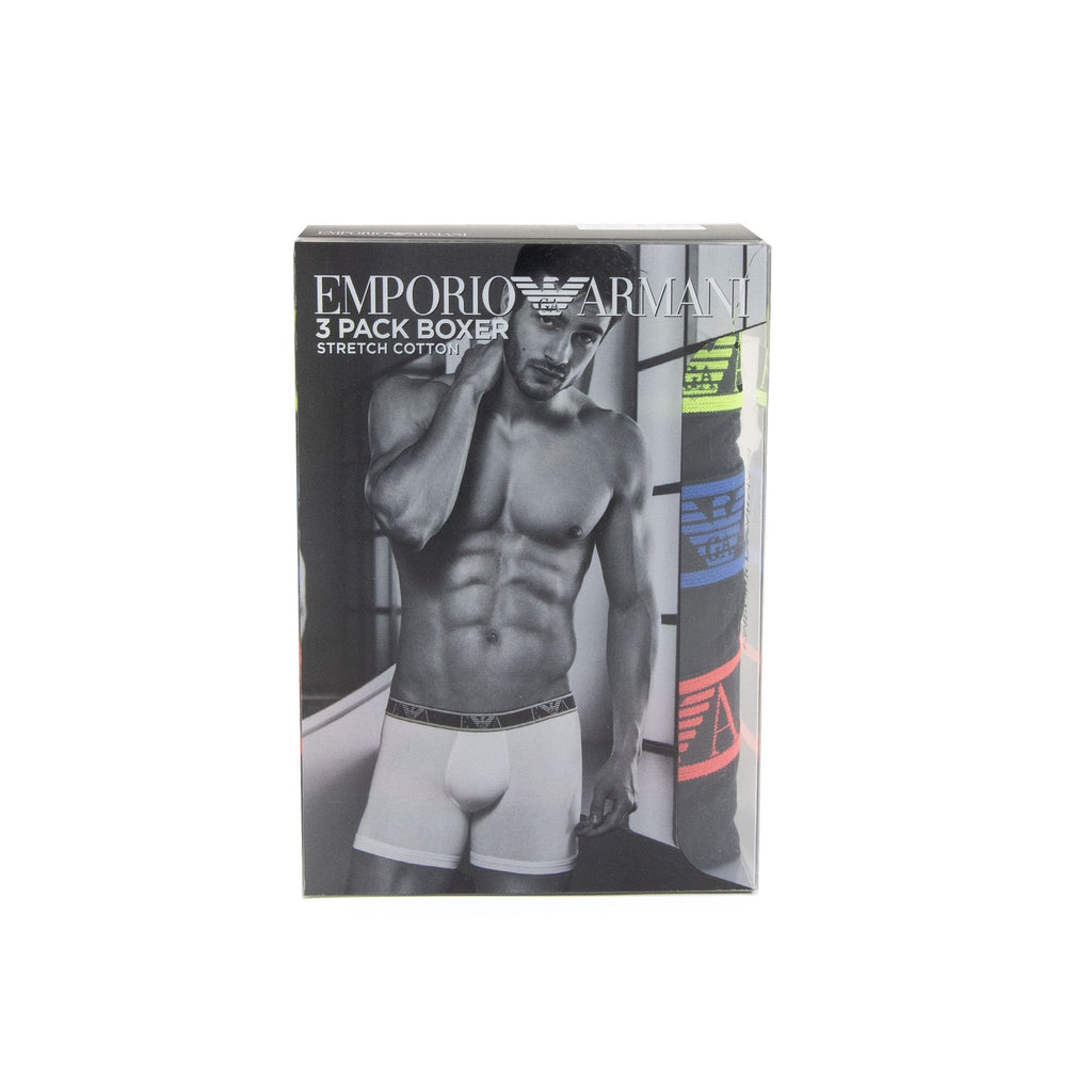 Emporio Armani 3 Pack Stretch Cotton Boxers Black/black