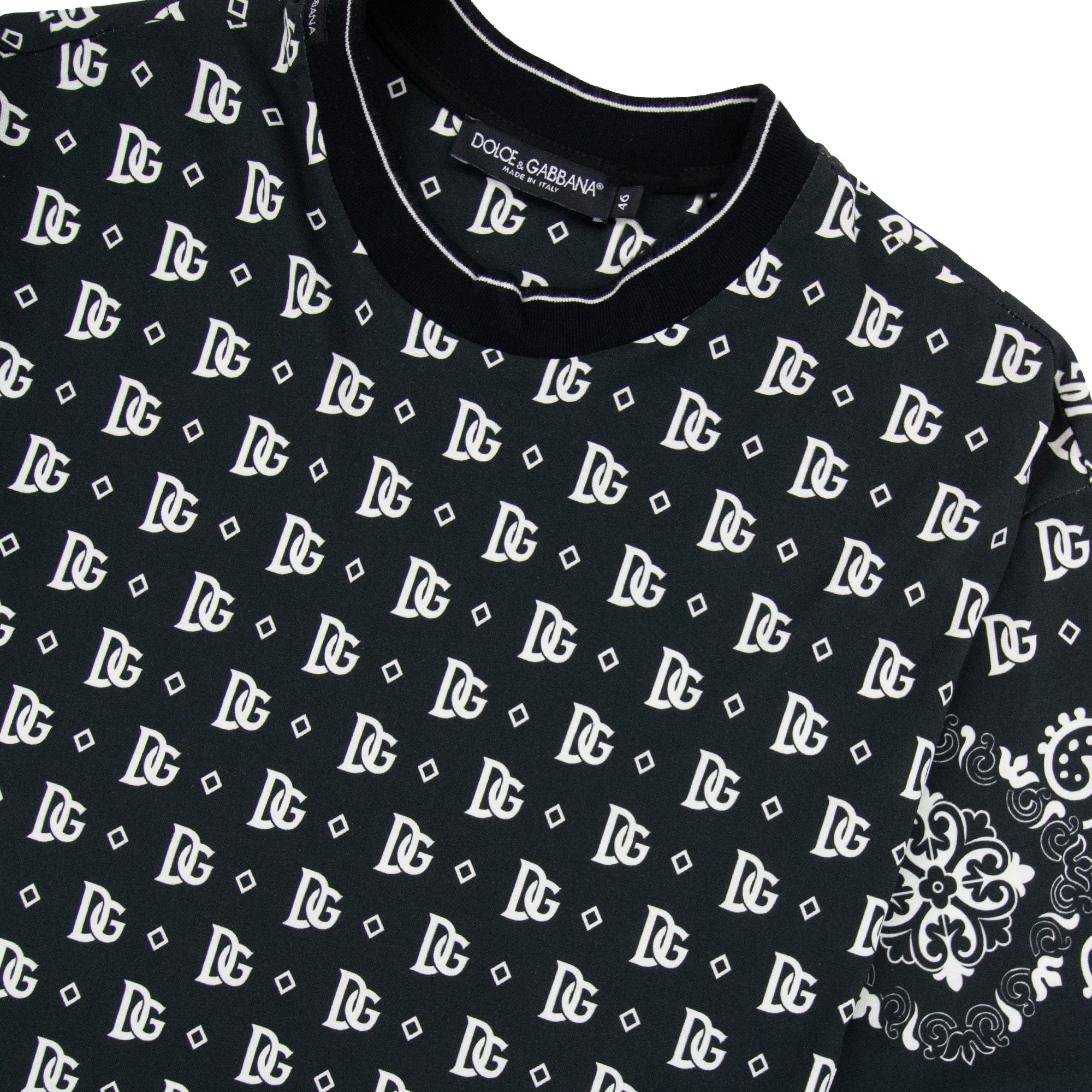 Dolce & Gabbana D&g Bandana Logo Print T Shirt Black
