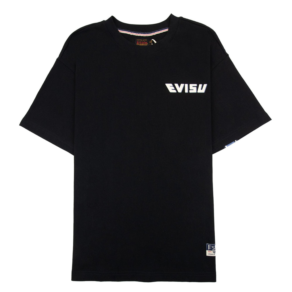 Evisu Logo Ribbon Daicock Print T Shirt Black
