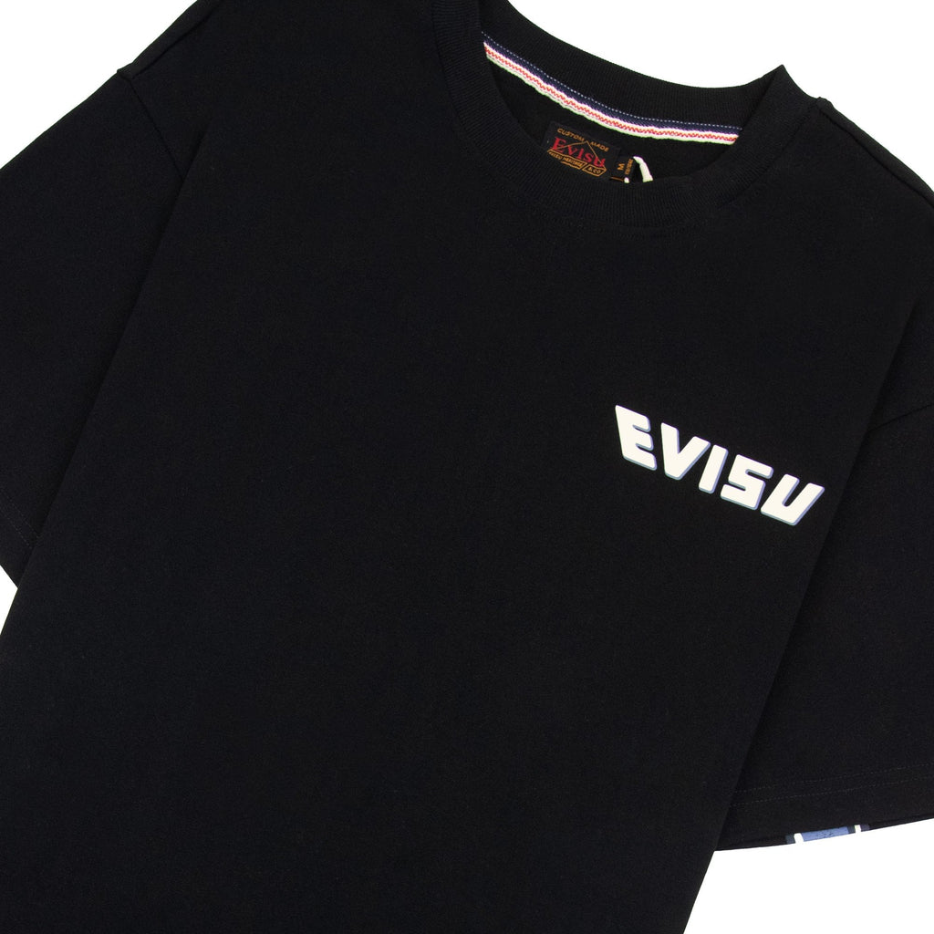 Evisu Logo Ribbon Daicock Print T Shirt Black