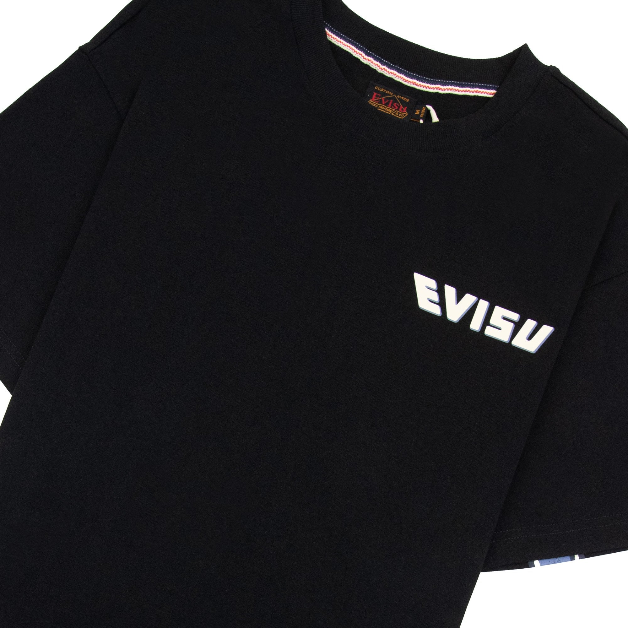 Evisu Logo Ribbon Daicock Print T Shirt Black