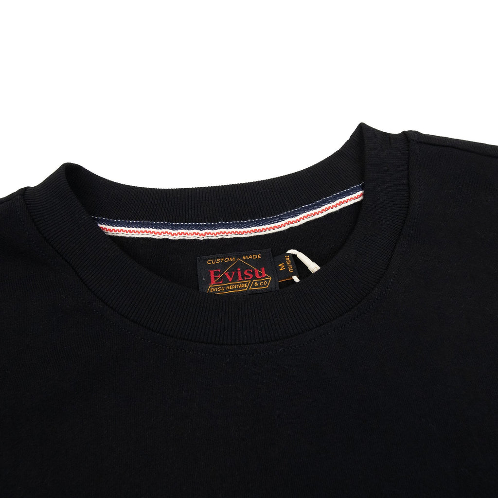 Evisu Logo Ribbon Daicock Print T Shirt Black