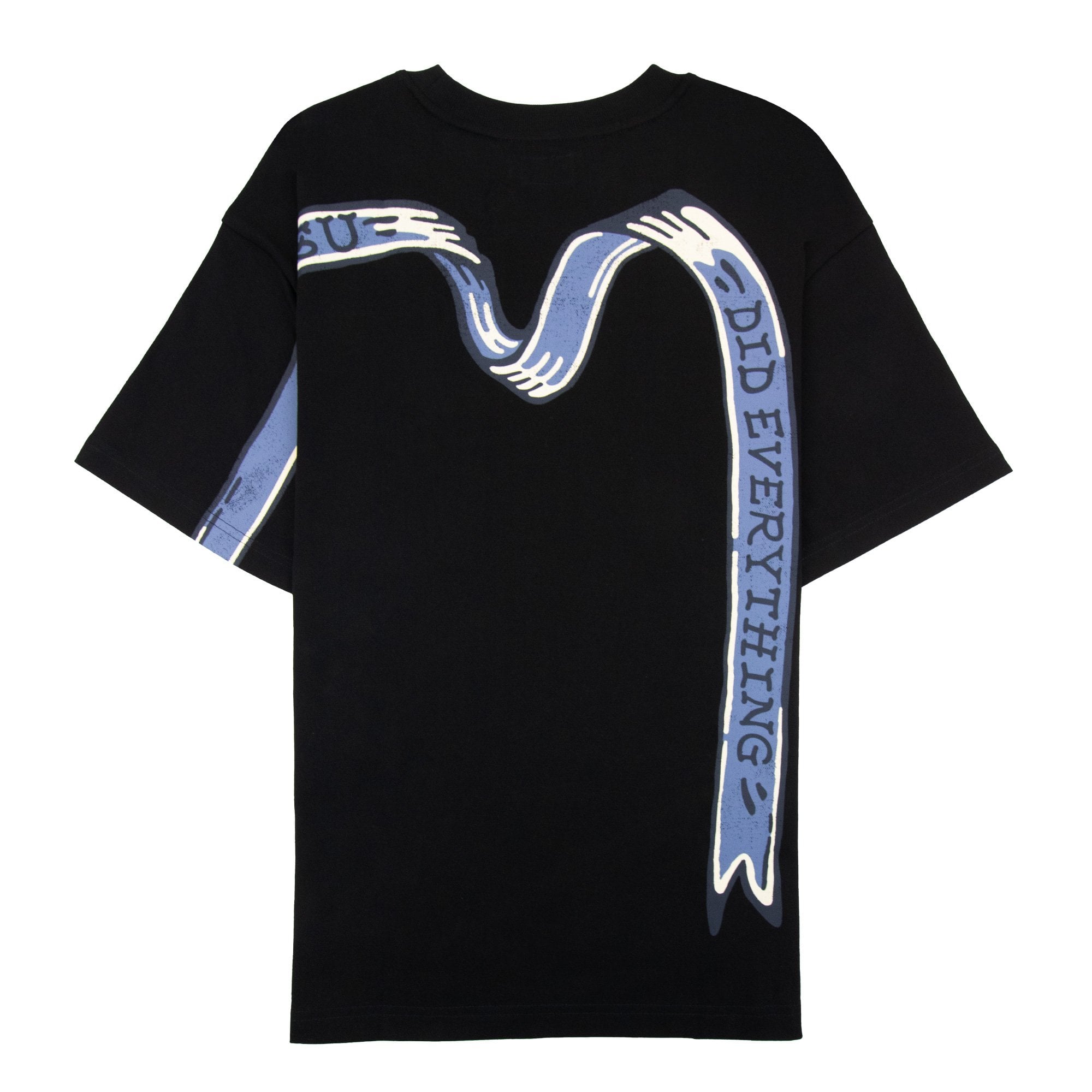 Evisu Logo Ribbon Daicock Print T Shirt Black
