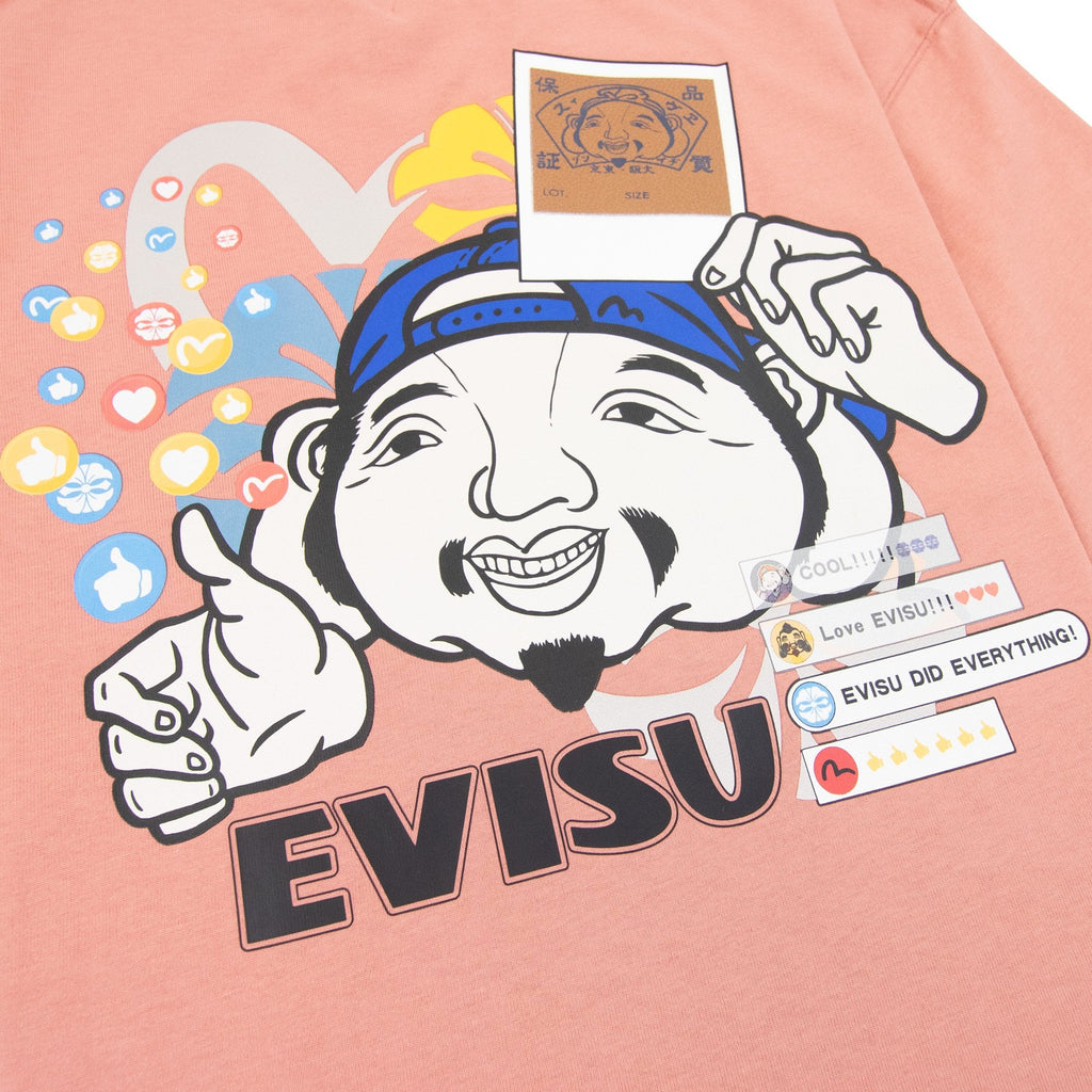 Evisu Social Media Inspired Print T Shirt Dusty Pink