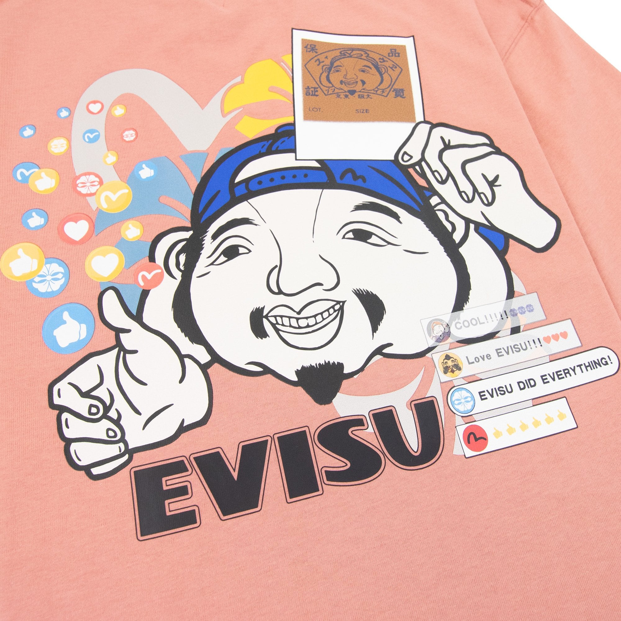 Evisu Social Media Inspired Print T Shirt Dusty Pink