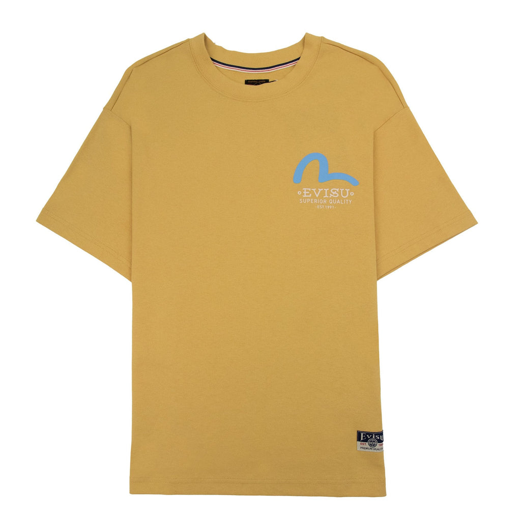 Evisu Daicock Print Relax Fit T Shirt Beige