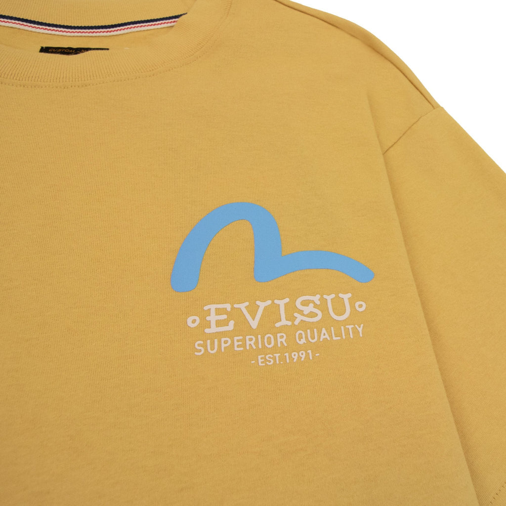 Evisu Daicock Print Relax Fit T Shirt Beige