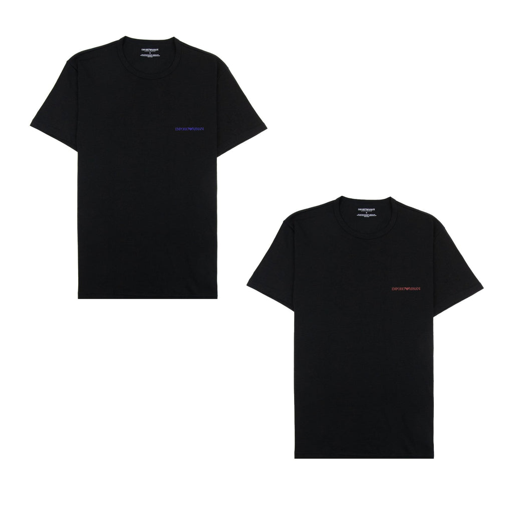 Emporio Armani 2 Pack Logo Stretch Cotton T Shirt Black/black