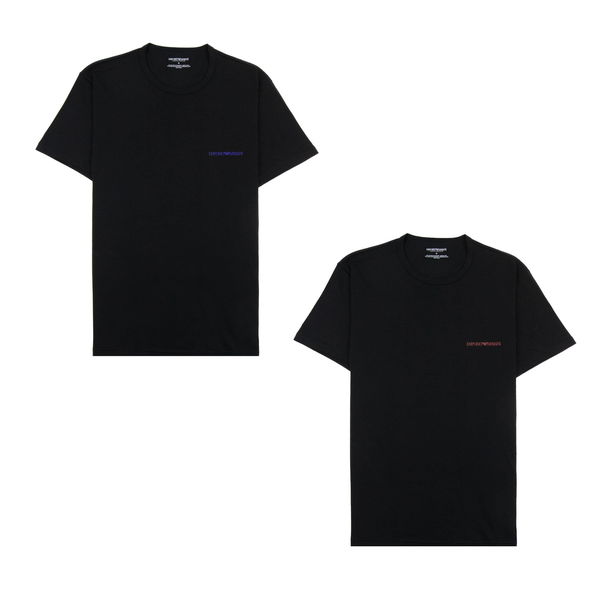Emporio Armani 2 Pack Logo Stretch Cotton T Shirt Black/black