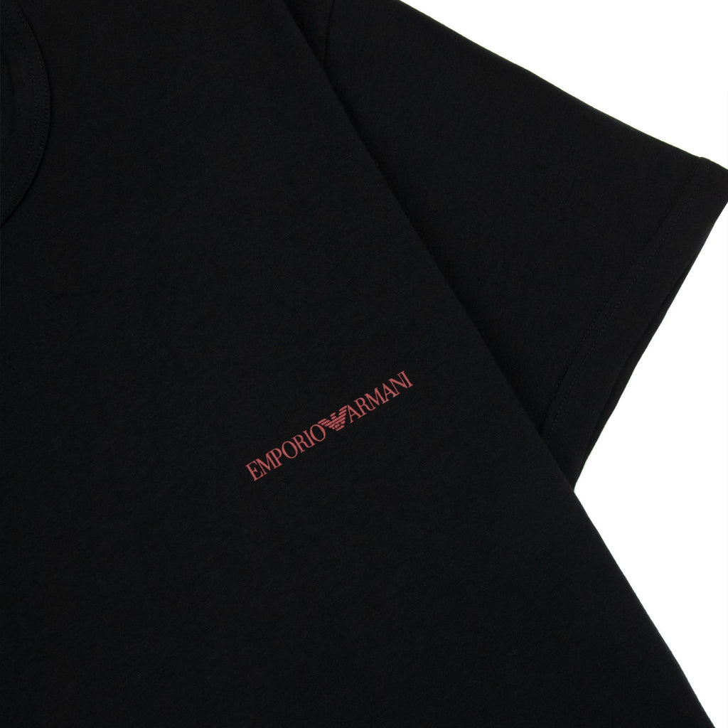 Emporio Armani 2 Pack Logo Stretch Cotton T Shirt Black/black