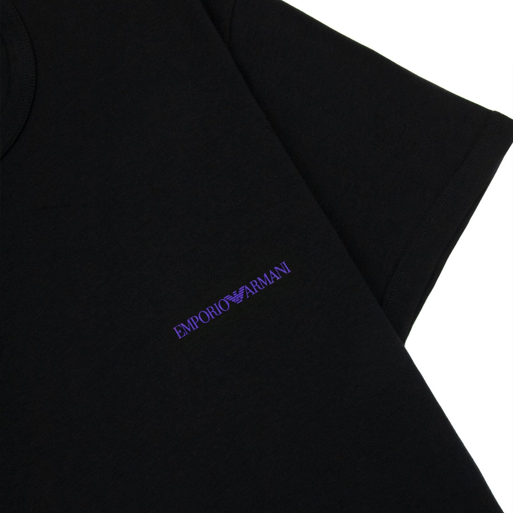 Emporio Armani 2 Pack Logo Stretch Cotton T Shirt Black/black