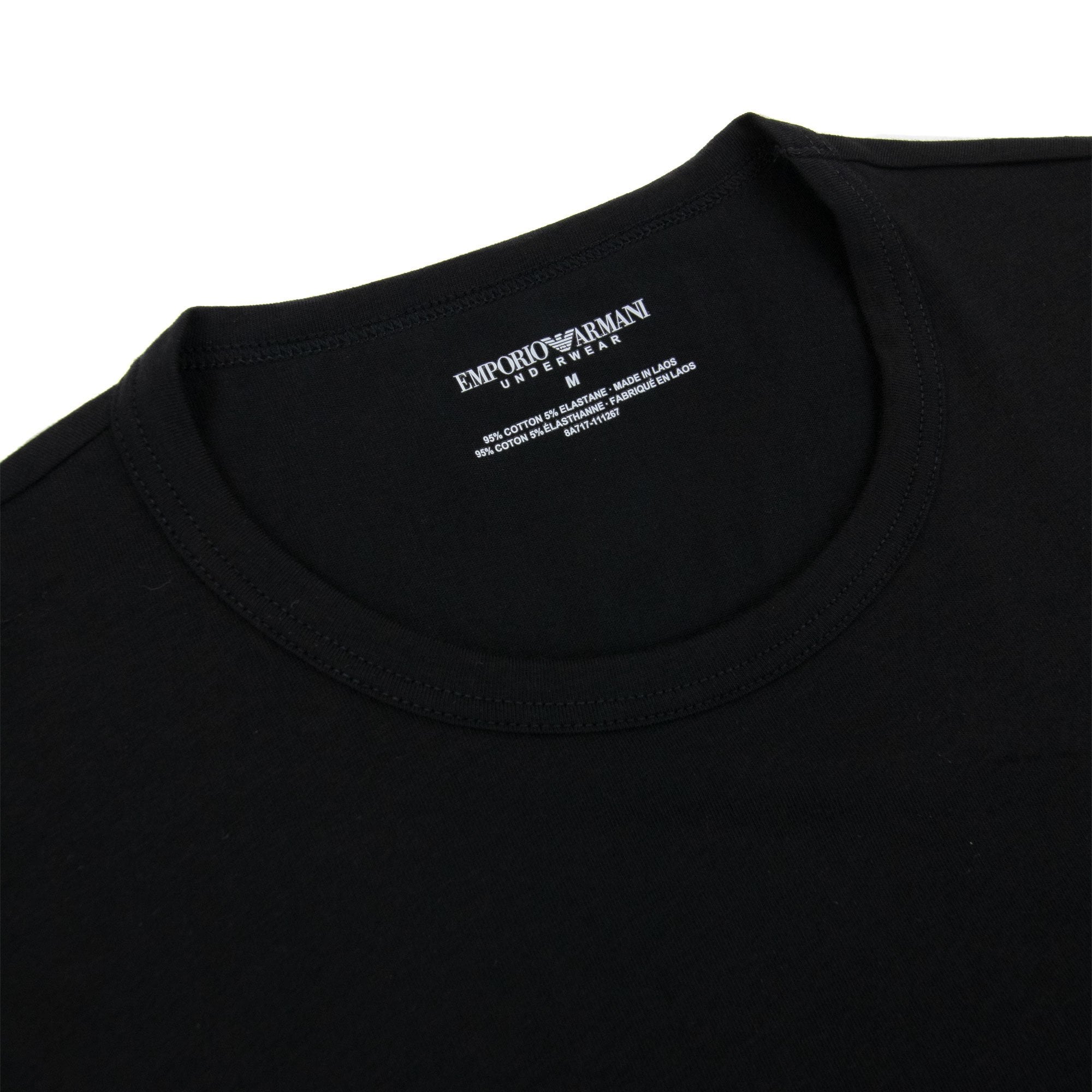 Emporio Armani 2 Pack Logo Stretch Cotton T Shirt Black/black