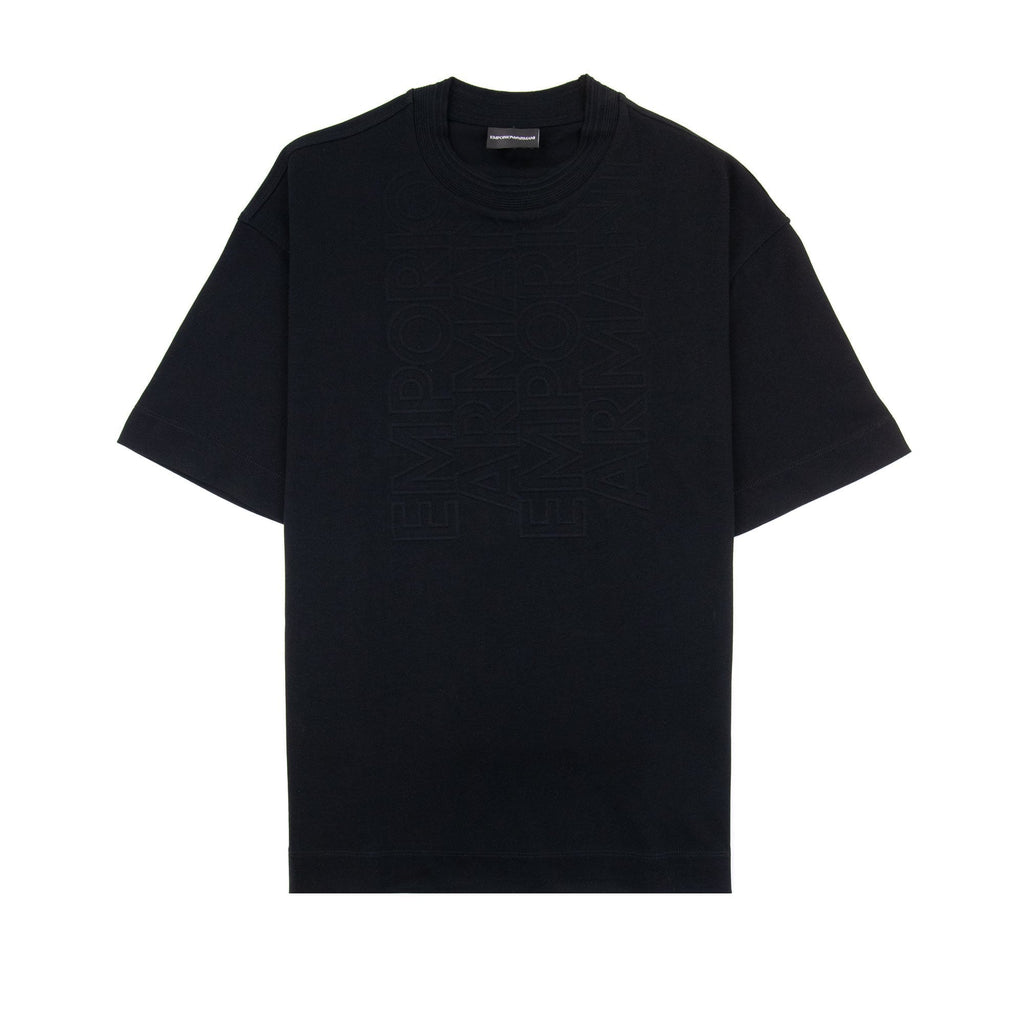 Emporio Armani Embossed Vertical Logo T Shirt Black