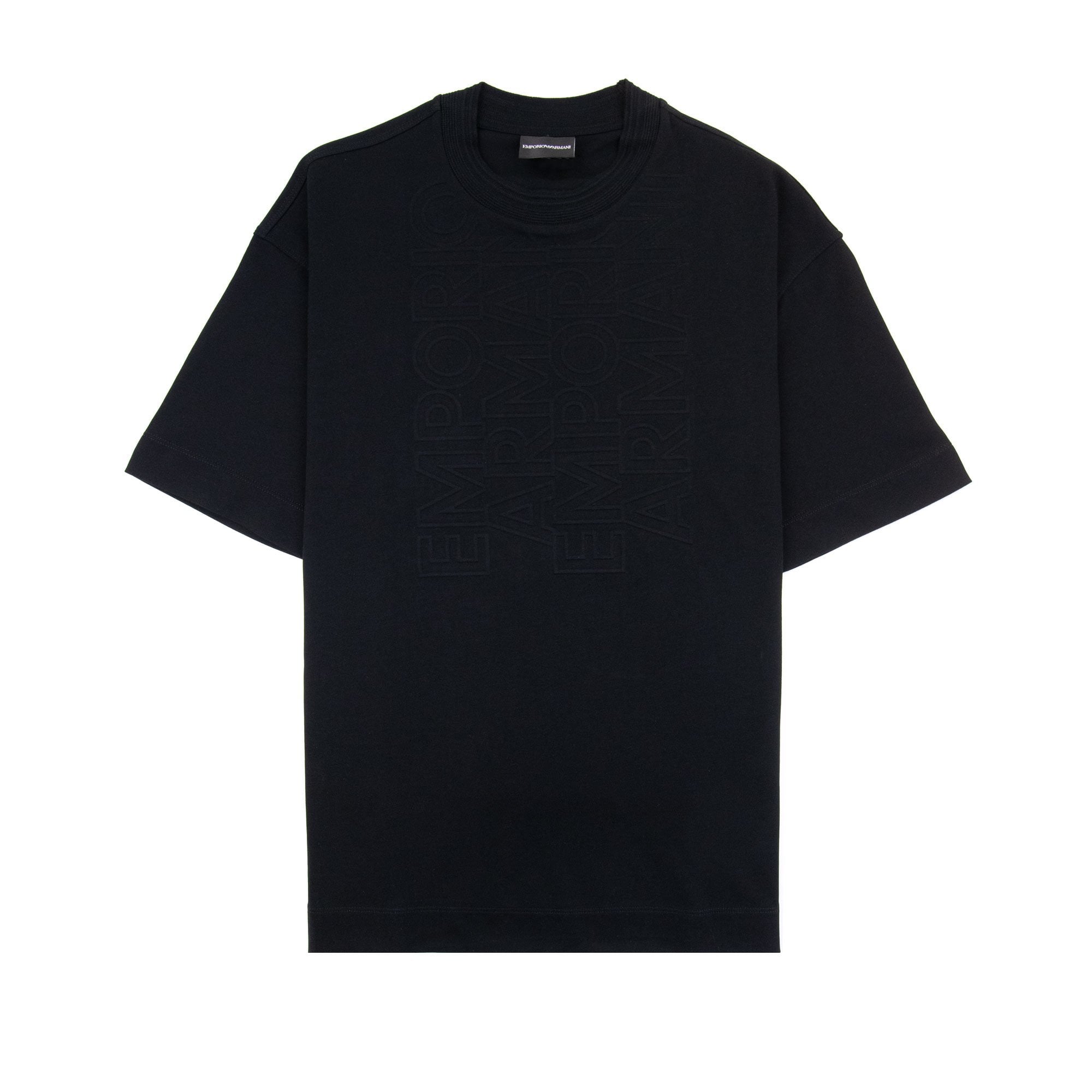 Emporio Armani Embossed Vertical Logo T Shirt Black