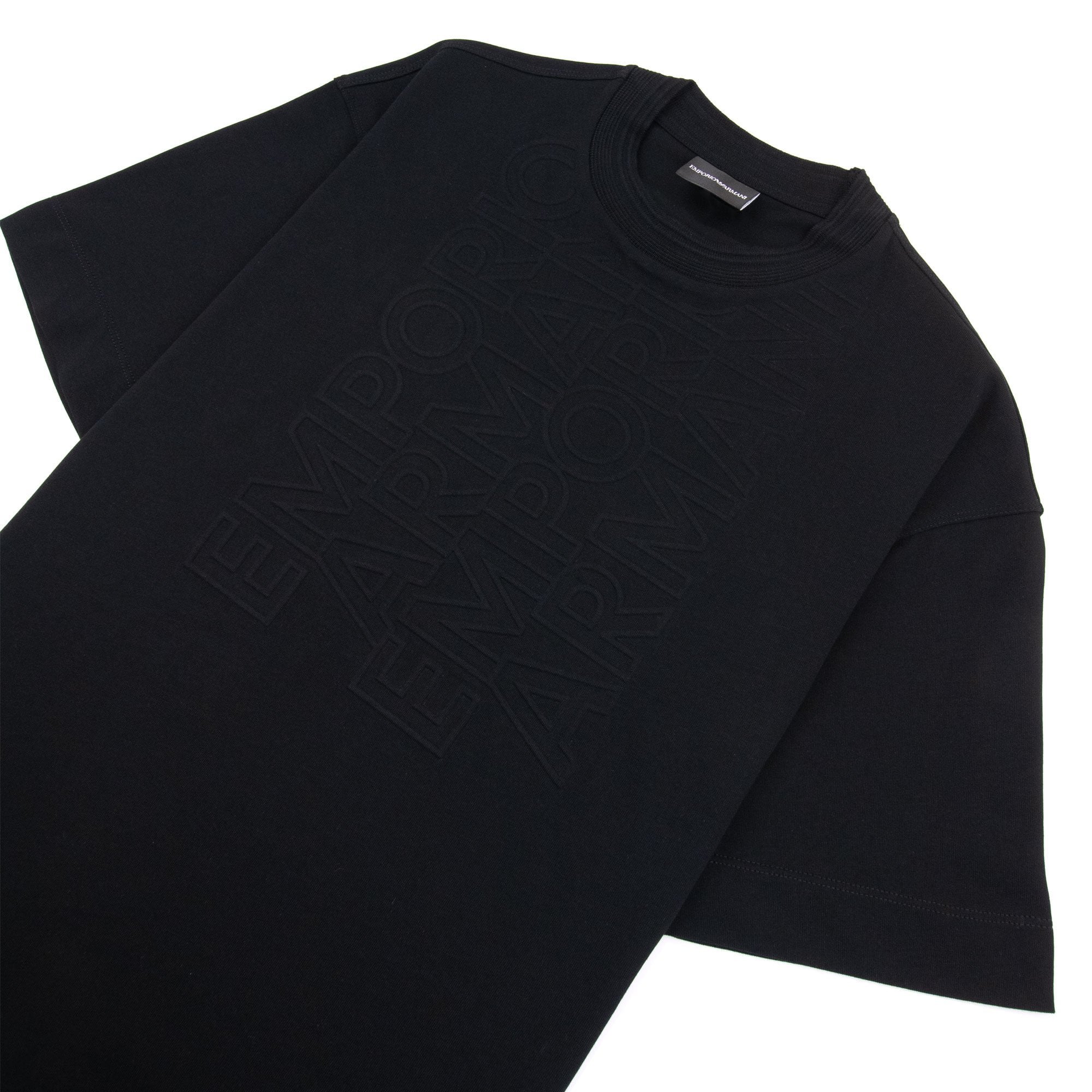 Emporio Armani Embossed Vertical Logo T Shirt Black