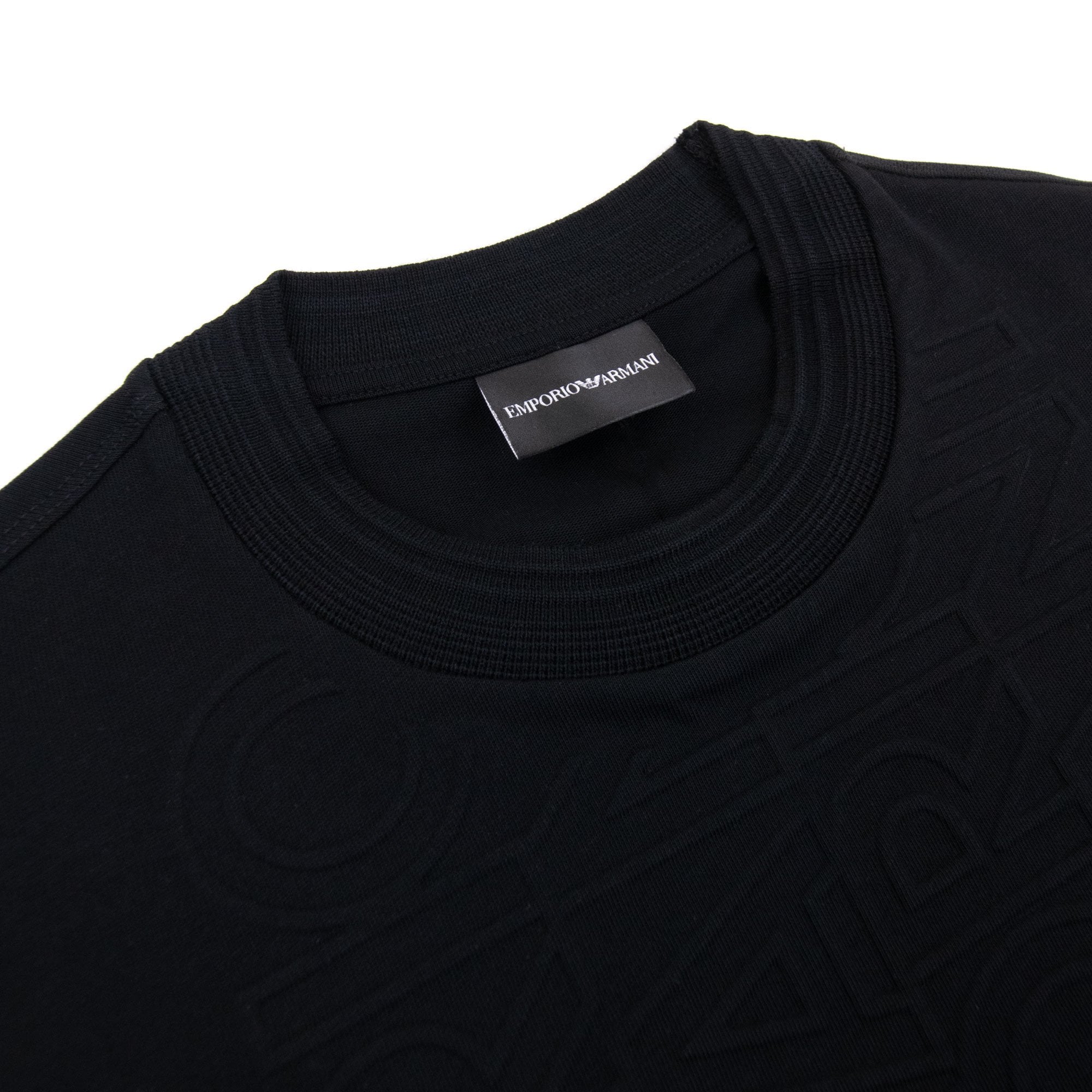 Emporio Armani Embossed Vertical Logo T Shirt Black