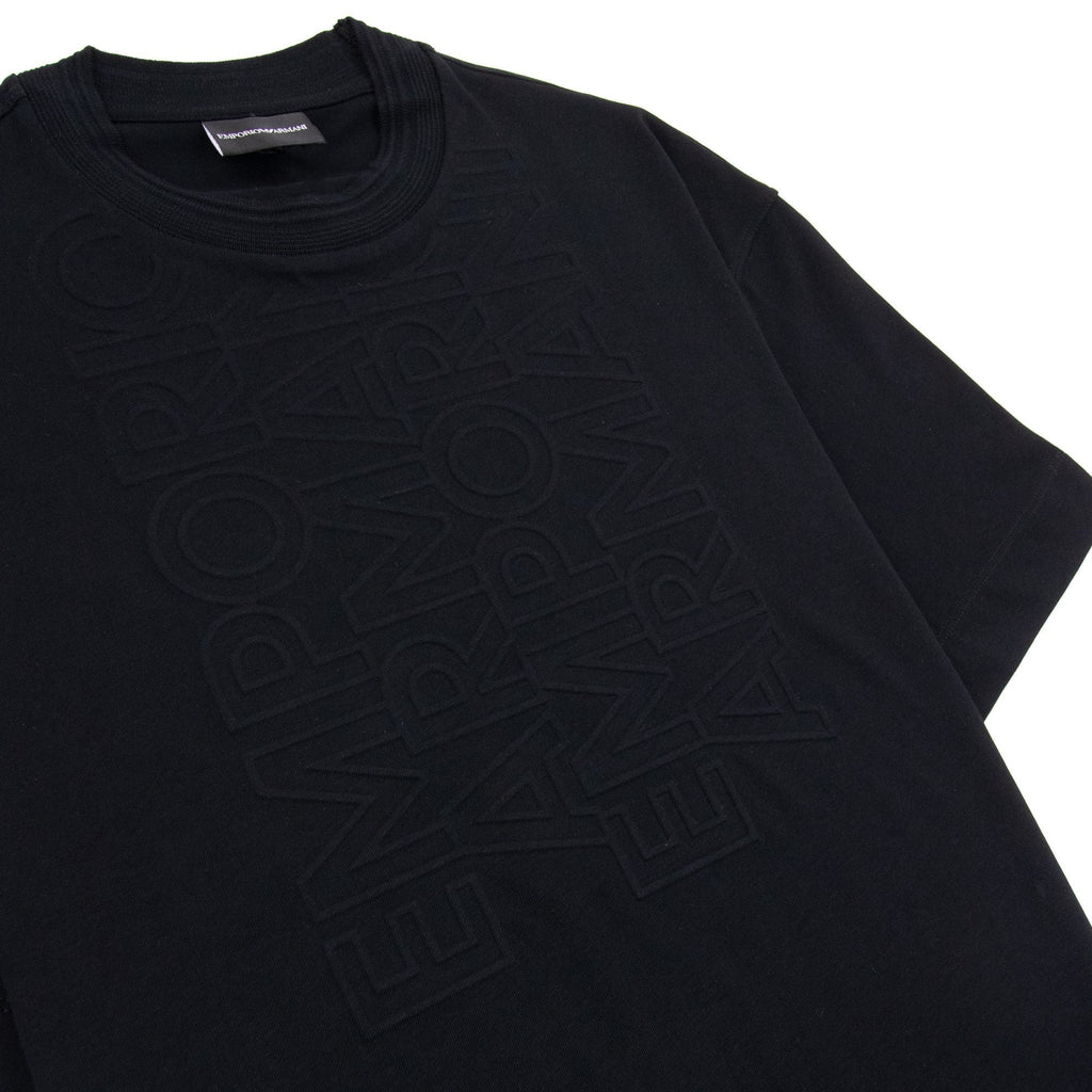 Emporio Armani Embossed Vertical Logo T Shirt Black