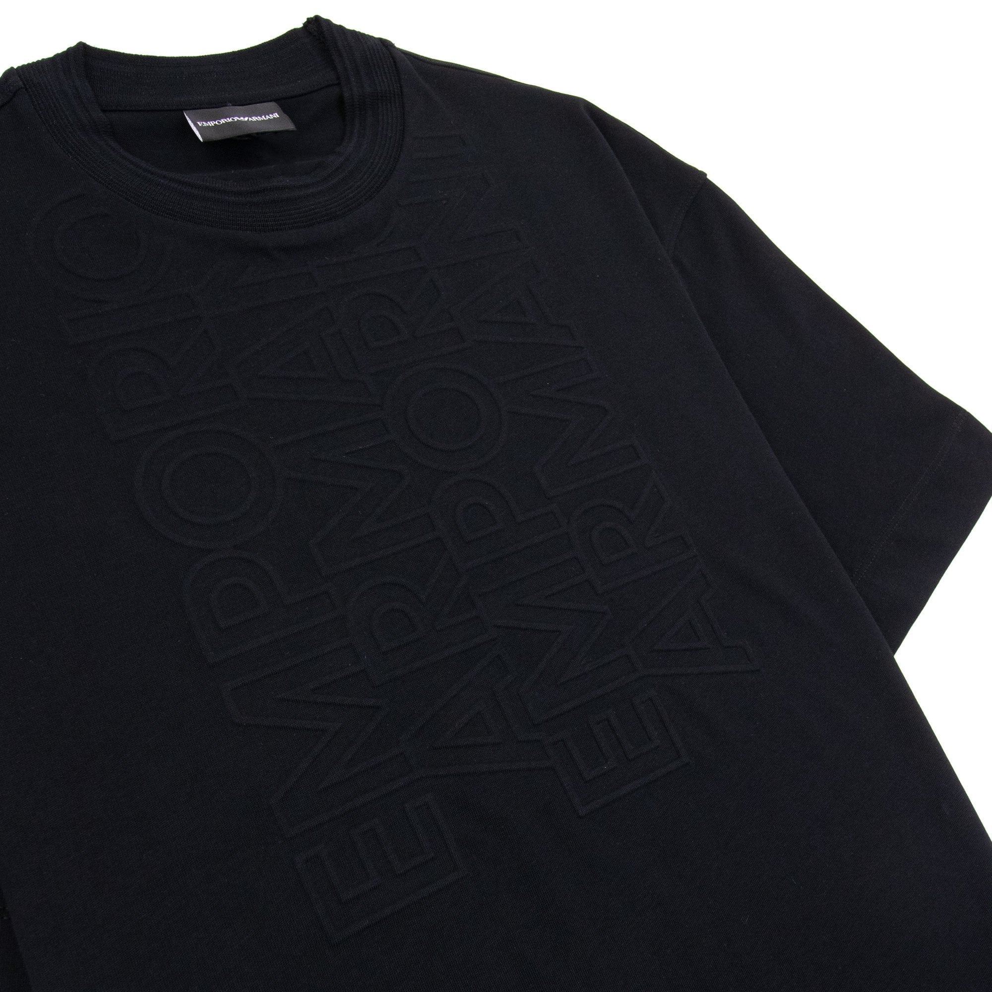 Emporio Armani Embossed Vertical Logo T Shirt Black
