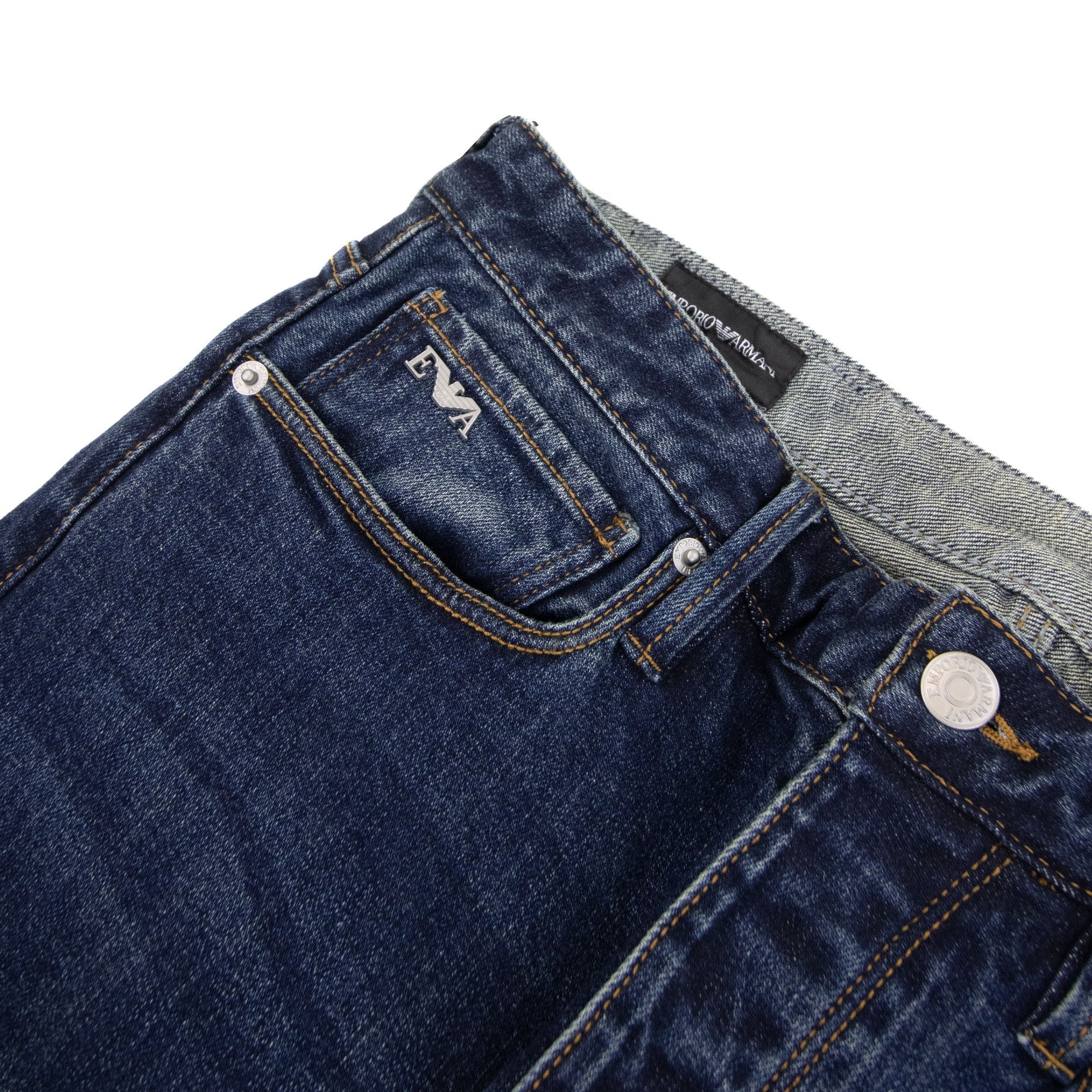 Emporio Armani J75 Slim Fit Washed Stretch Denim Jeans Denim Blue 0942
